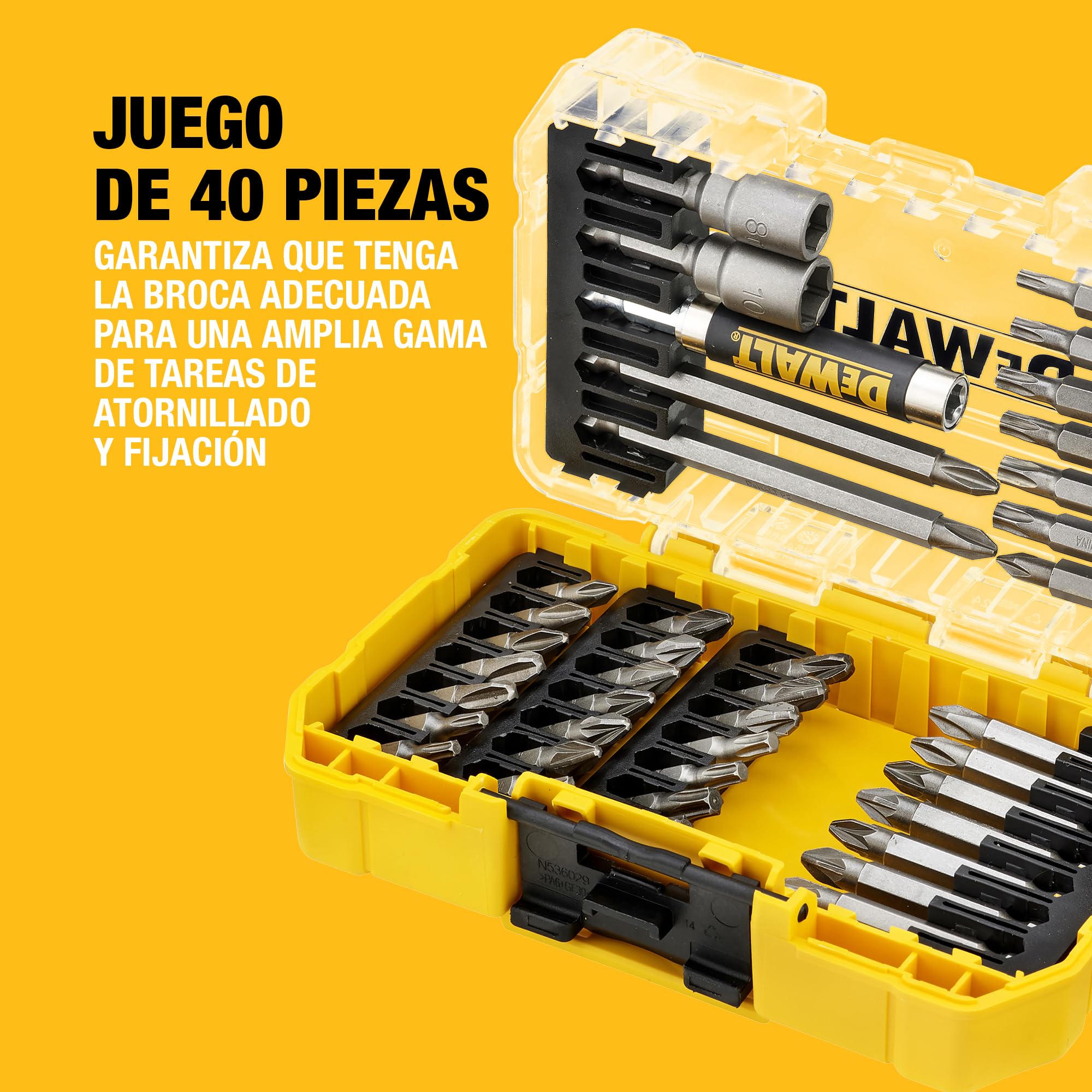 DEWALT Set de 40 Piezas para Atornillar en Estuche Compacto TOUGHCASE, DT70702