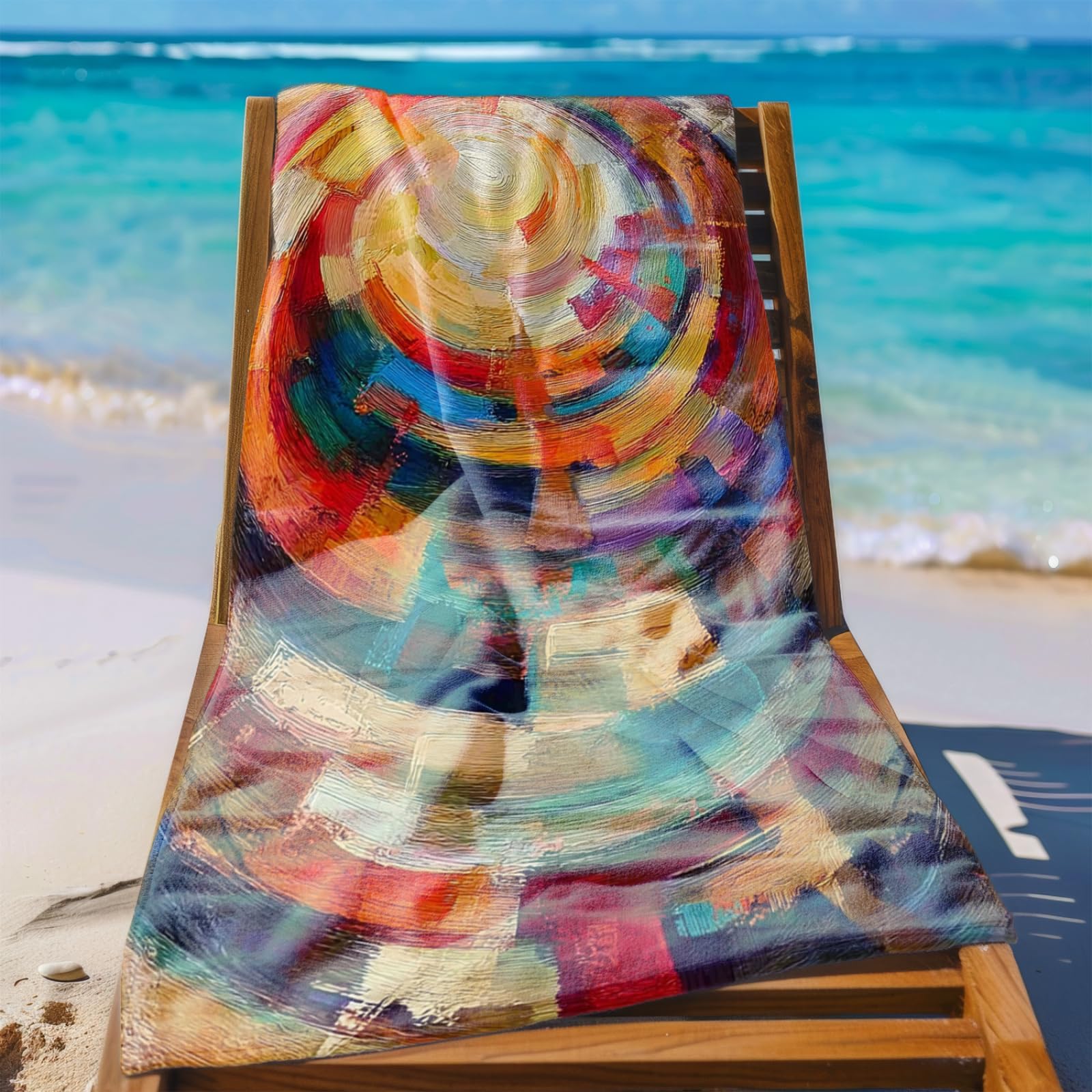 Tapis de Plage XXL Anti Sable Psychédélique Jaune Serviette Piscine Adulte,Natte De Plage Pliable, Voyage Accessoires De Plage Camping,Serviette de Bain Personnalisée