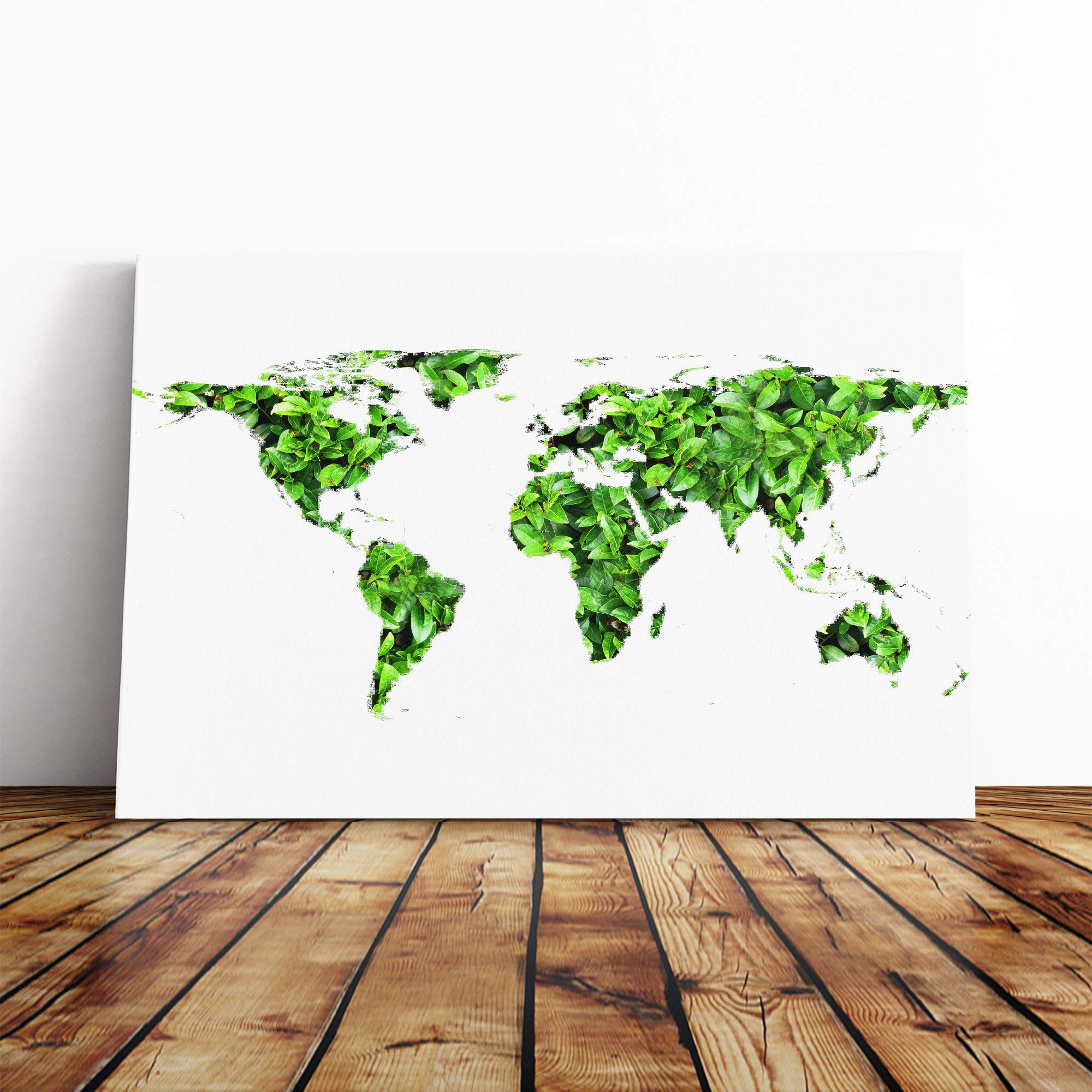 World Map (4) Canvas Print | Gallery Wrapped 30mm Frame Wall Art | 24x16 inches | Ready to Hang | Modern Maps Picture | Living Room Bedroom Lounge Office
