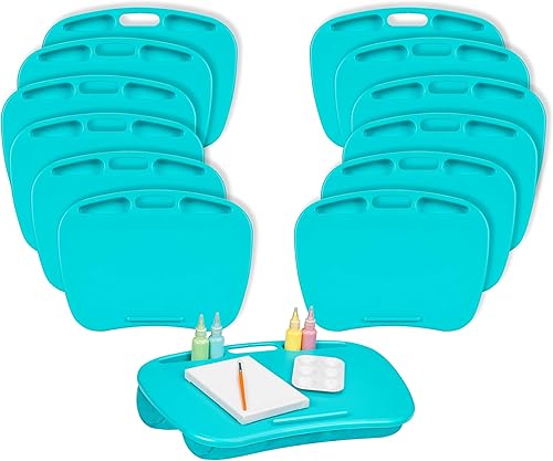 LAPGEAR MyDesk - Escritorio de regazo con repisa para dispositivos y soporte para teléfono, color turquesa, se adapta a portátiles de hasta 15.6