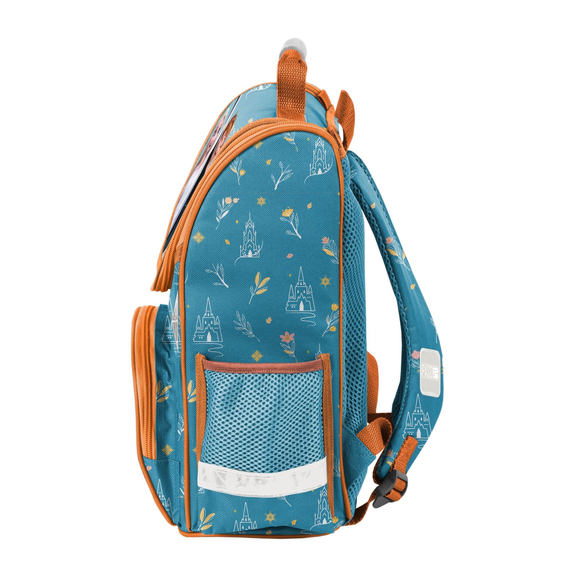 PASO Ensemble d'école 4 pièces : cartable + sac de gym + trousse remplie + trousse - La Reine des Neiges