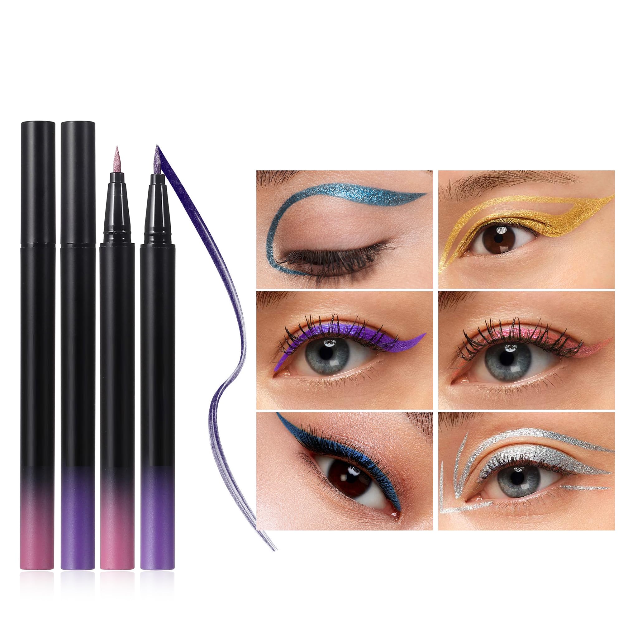 Vawolecy Skinny Felt Tip Liquid Eyeliner Pen, Waterproof Eye Liner, Up To 24 Hours of Wear, Multi Intensely Pigmented Shades (Red) - Image 2