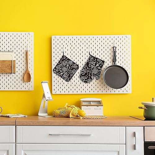 Miniatura 7 de Cabeza de calavera con guantes de horno de rosas y soportes para ollas, guantes de cocina de cocina, juego de 2 piezas, almohadilla resistente al