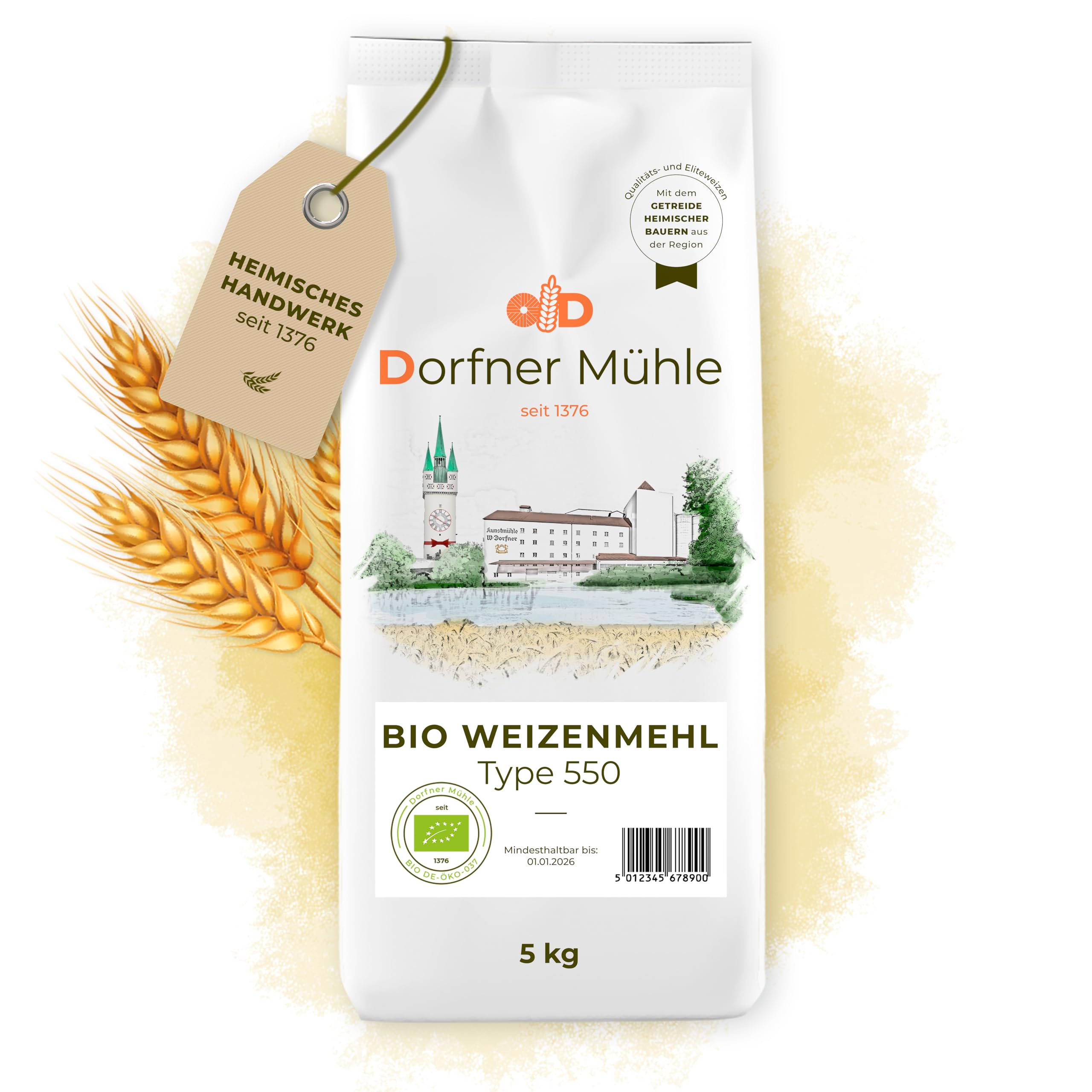 Bio Weizenmehl Type 550 [5kg] - Das Bäckermehl aus proteinstarken Weizensorten aus Bayern - 100% Weizen aus biologischem Anbau