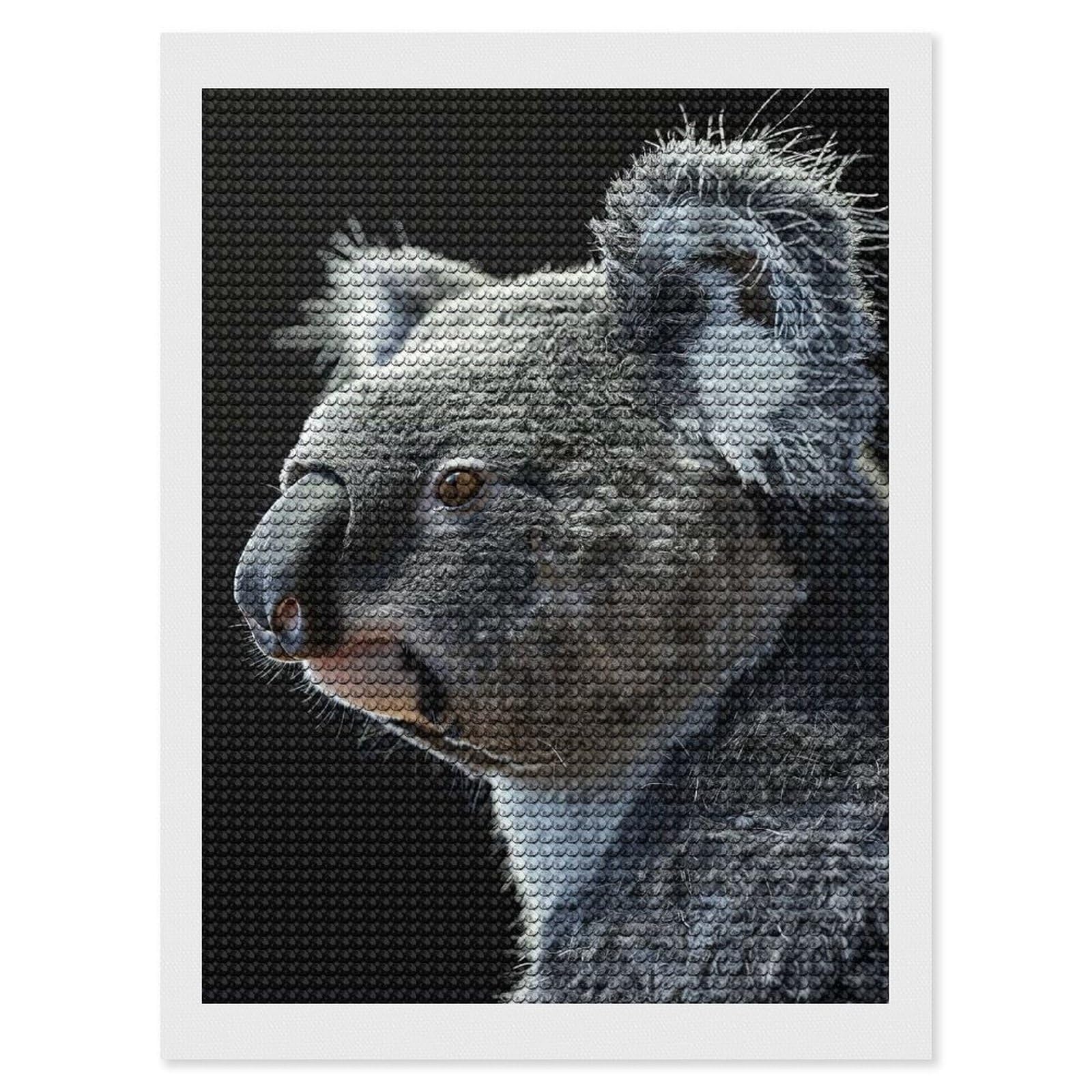 Junmoney Koala Round Drill Diamond Painting 12"x16", Satisfying Creative Project, Complete Accessories, Printed Canvas
