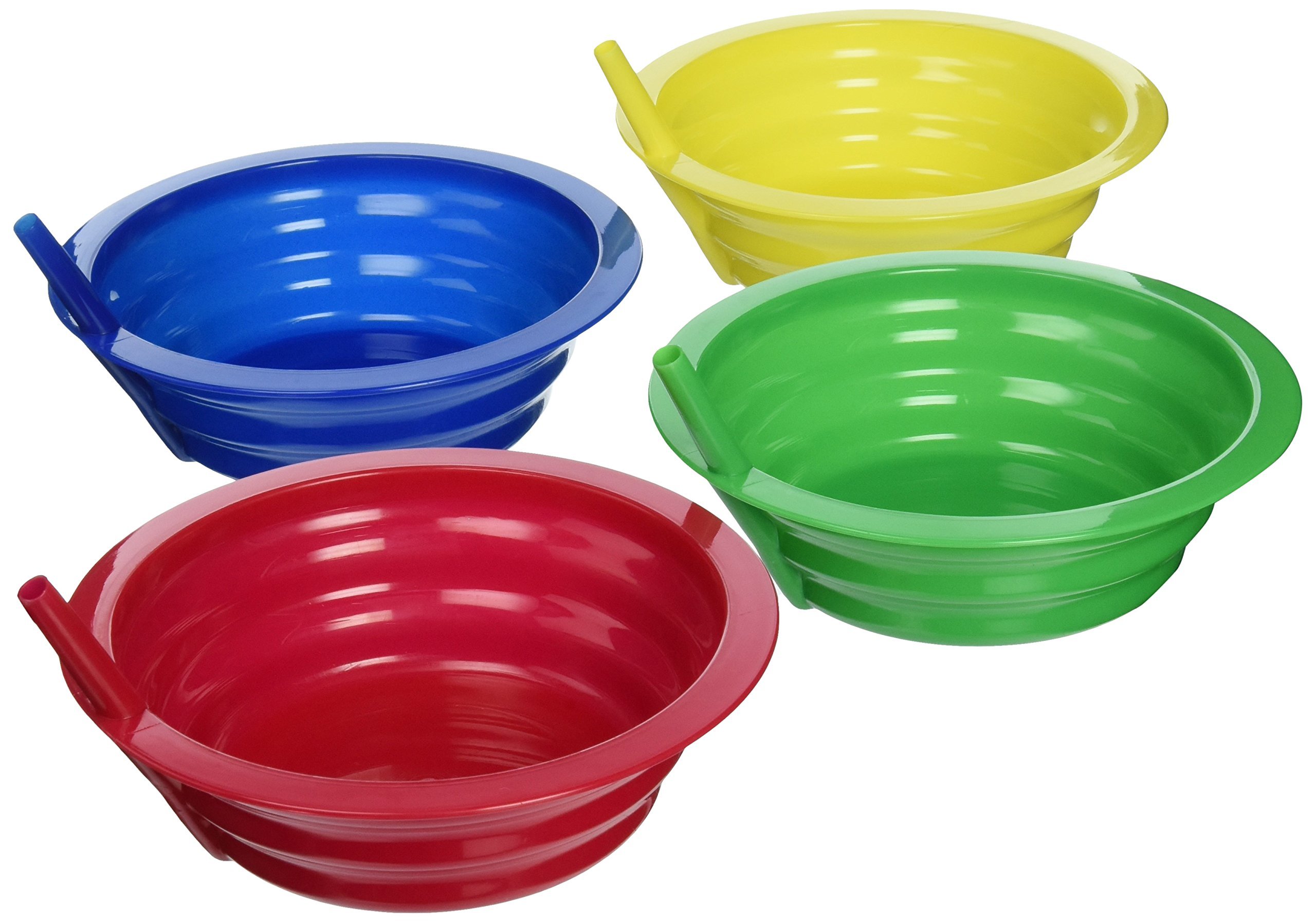 Green DirectSippy-Bowl 22oz Plastic Bowl with Built in Straw for Kids Assorted Colors Blue-Red-Green-Yellow (4)