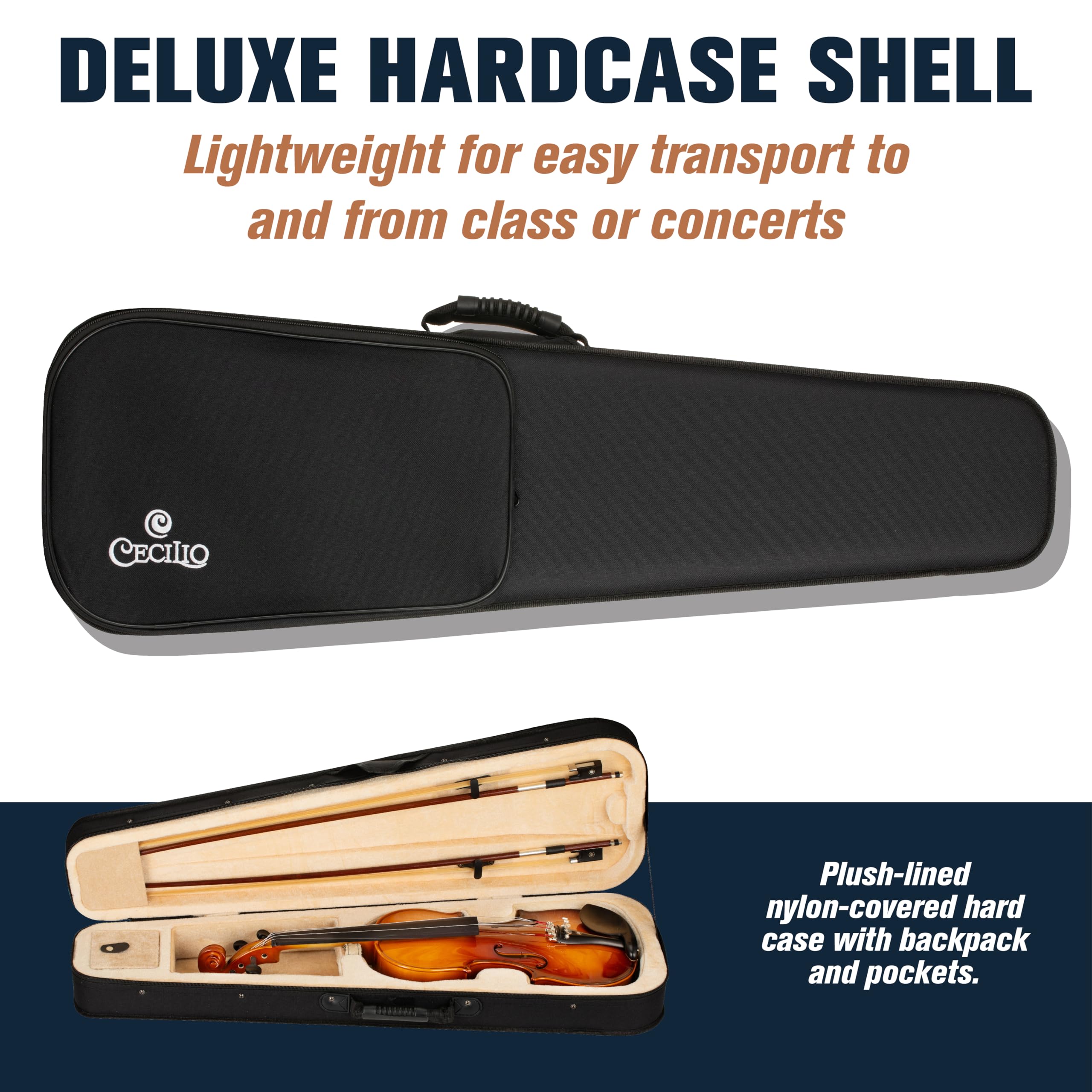 Cecilio 44 Left Handed Acoustic Violin Solid Spruce Maple Set with Case product thumbnail 6