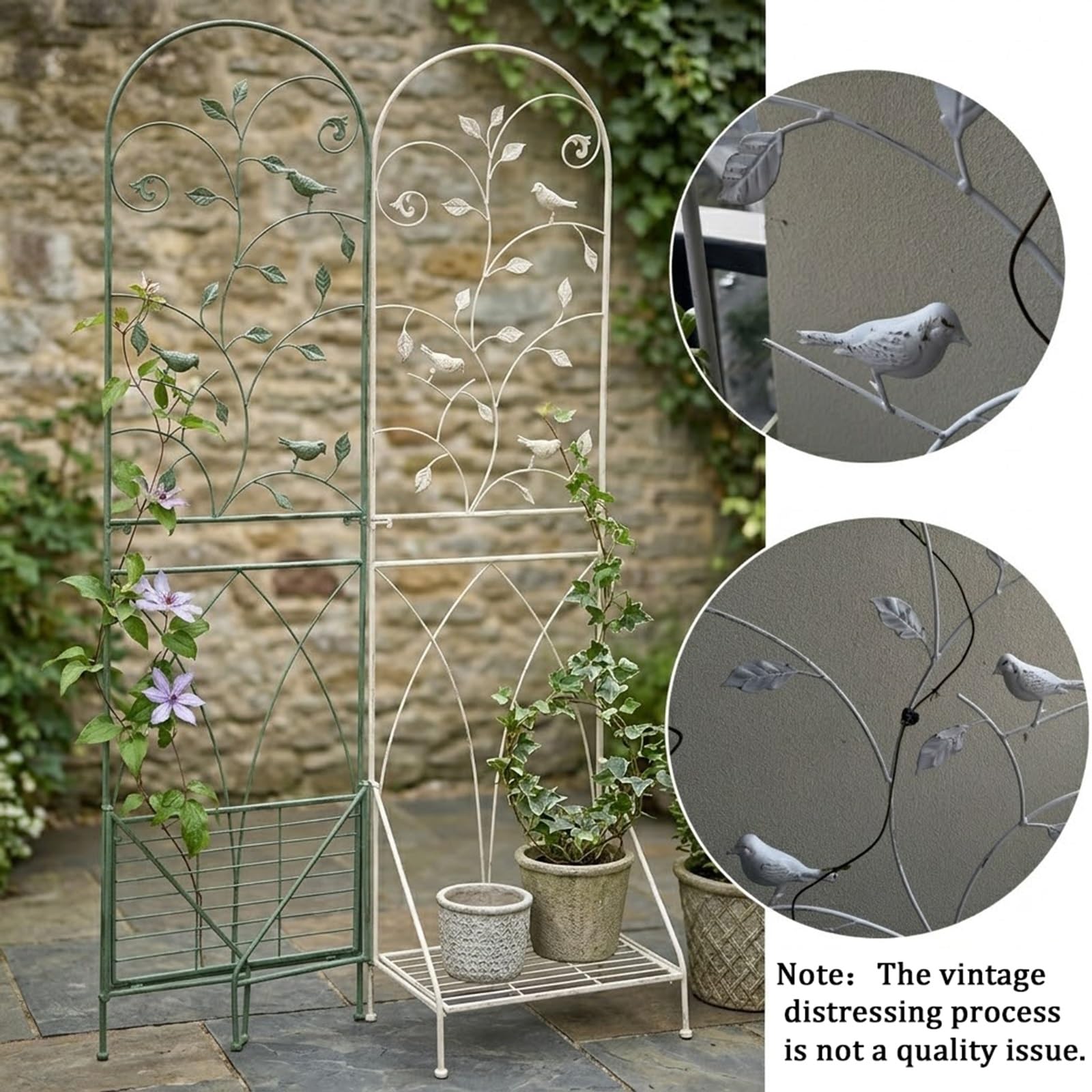 Rankgitter Metall, Rankhilfe mit klappbarem Regal, 180 cm hoch dekorative Gartenzaun für Kletterpflanzen, Pflanzenstütze, Rankspalier für Blume Gemüse(Green)