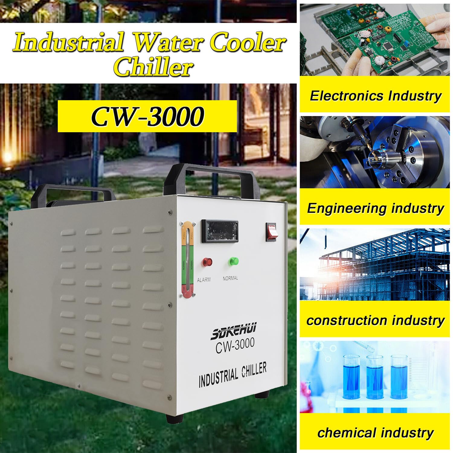 Wasser Kühler Industrieller Wasserkühler CW-3000, Thermolyse Typ Water Chiller Wasserkühlung CO2 Laser Rohrkühler, für 50-130w CNC Gravieren