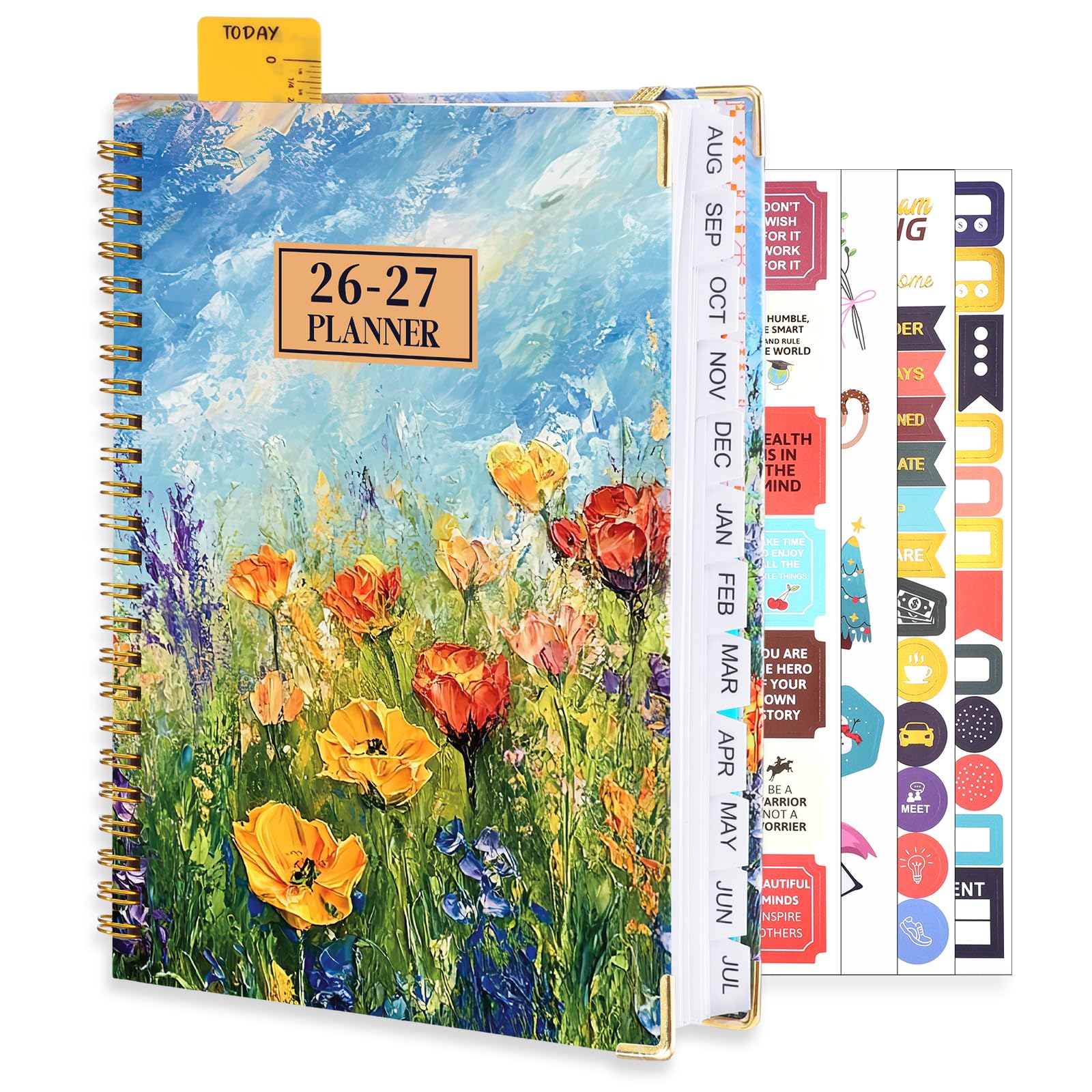 Academic Diary 2026-2027, A5 Weekly Planner Notebook from August 2026 to July 2027 with Monthly Tabs, Stickers, Ruler Bookmark, Week to View for Home Bussiness Personal Use — image 1