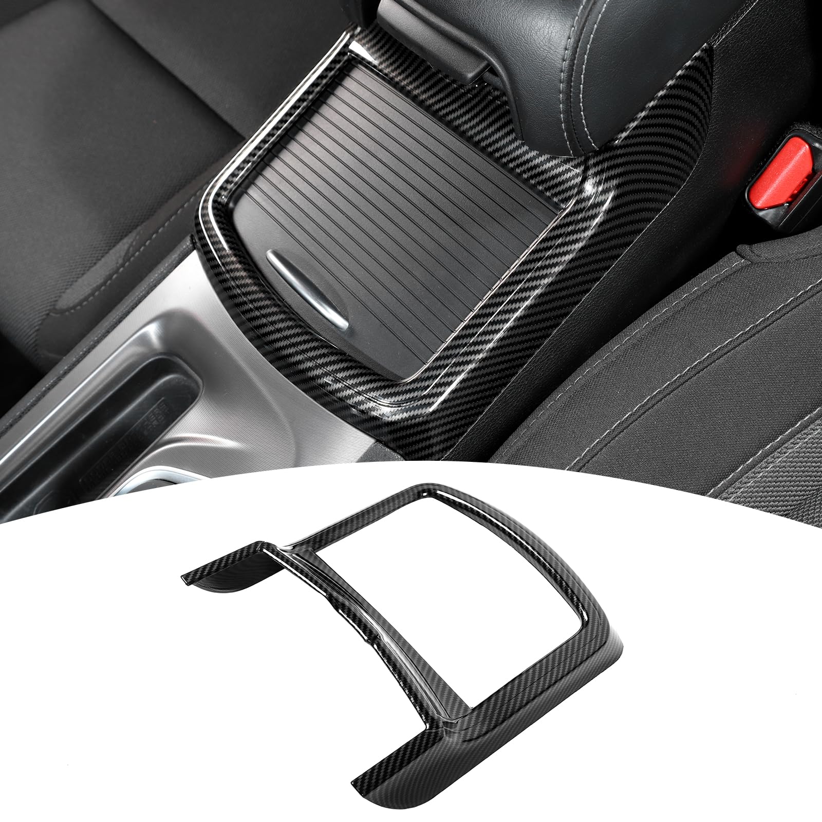 PDKLIN for Charger Center Console Cup Holder Trim Cover for Dodge Charger/Chrysler 300C 2011-2023 Black Carbon Fiber Interior Accessories