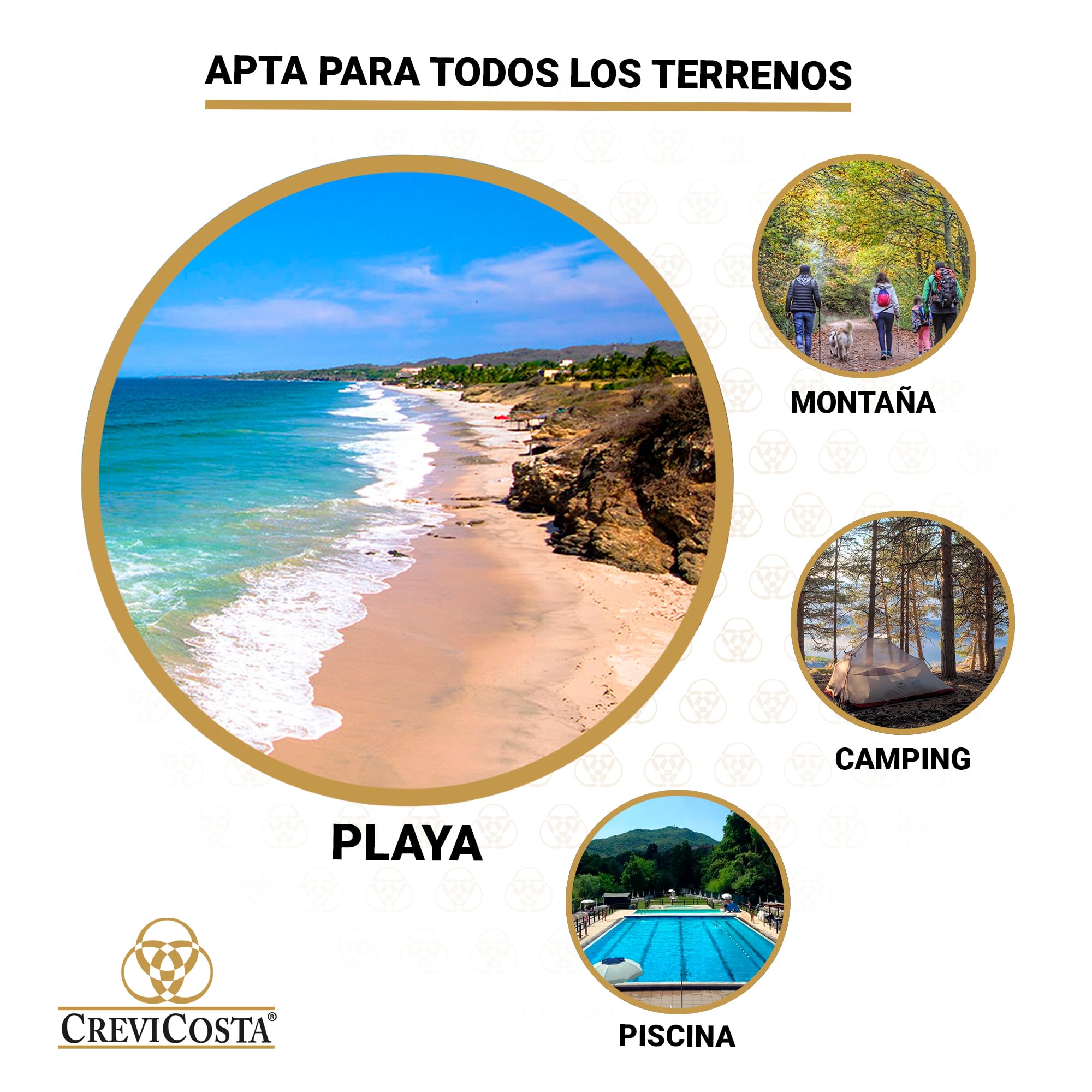 CREVICOSTA QUALITY MARK MARCAS DE CALIDAD - Lavanda 12009 - Silla de Playa Plegable con reposabrazos y 7 Posiciones de Descanso. (Orgullo)