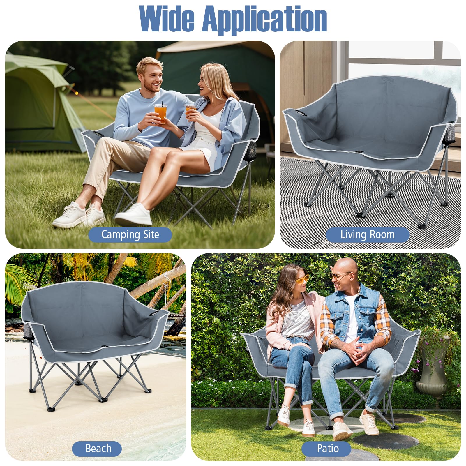 Amazon.com : Goplus Double Camping Chair, Folding 2-Person Couch w