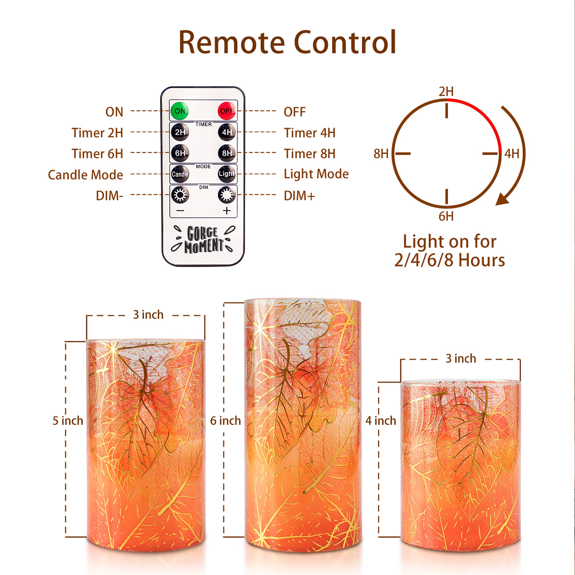 Candele senza fiamma con foglie tremolanti, a LED, a batteria, con telecomando, in vera cera, con timer, per decorazioni di odiday e stanze