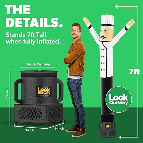 Miniatura 4 de LookOurWay Air Dancers - Hombre inflable de tubo de 2,13 m de alto con movimiento loco y ondulante con soplador resistente al clima para publicidad