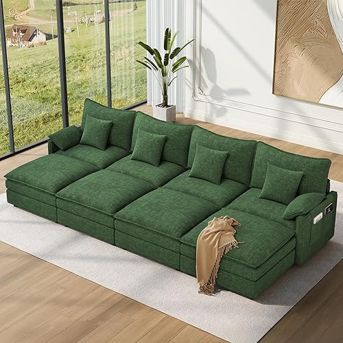 Miniatura 80 de Vesgantti Sofá Seccional Modular de 108", Cómodo Sofá Nube con Otomana Móvil de Chenilla y Asiento Profundo, Sofá Modular en Forma de L, Sofás