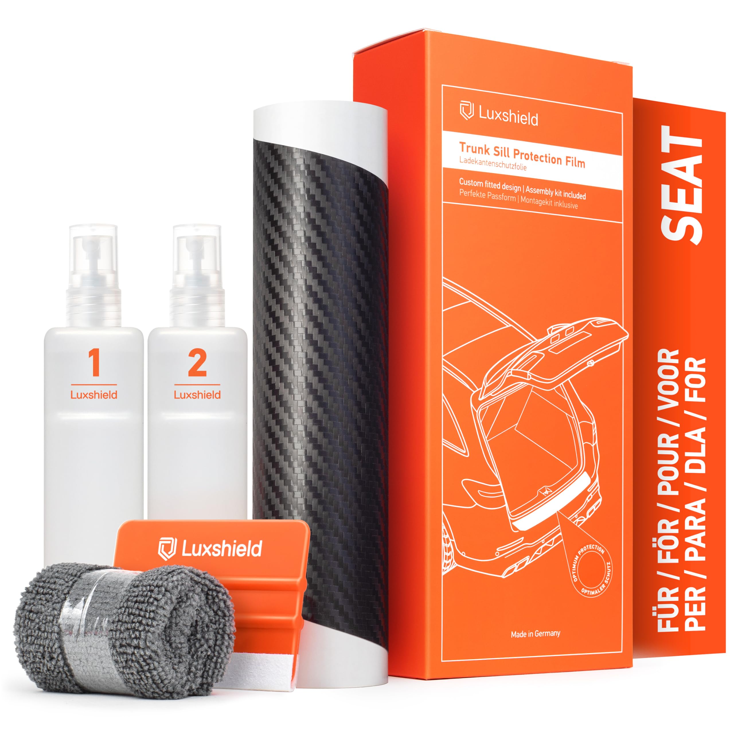 Luxshield Car Bumper Protector Set for Seat Ateca 1 (I) KH7 I 2016-2025 - Rear Bumper Guards for Cars, Anti Scratch, Paint Protection for Sill Lip - Carbon Black