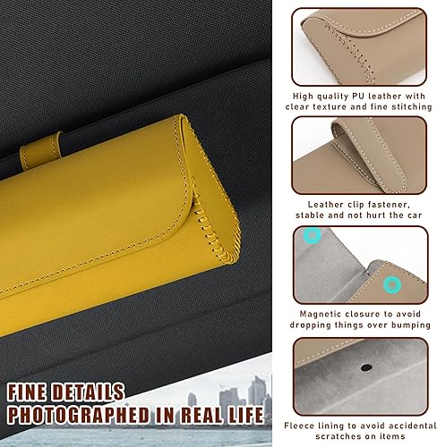 Miniatura 9 de Augeny Soporte para lentes de sol para visera solar de automóvil, estuche de almacenamiento de lentes de automóvil con cierre magnético oculto, caja