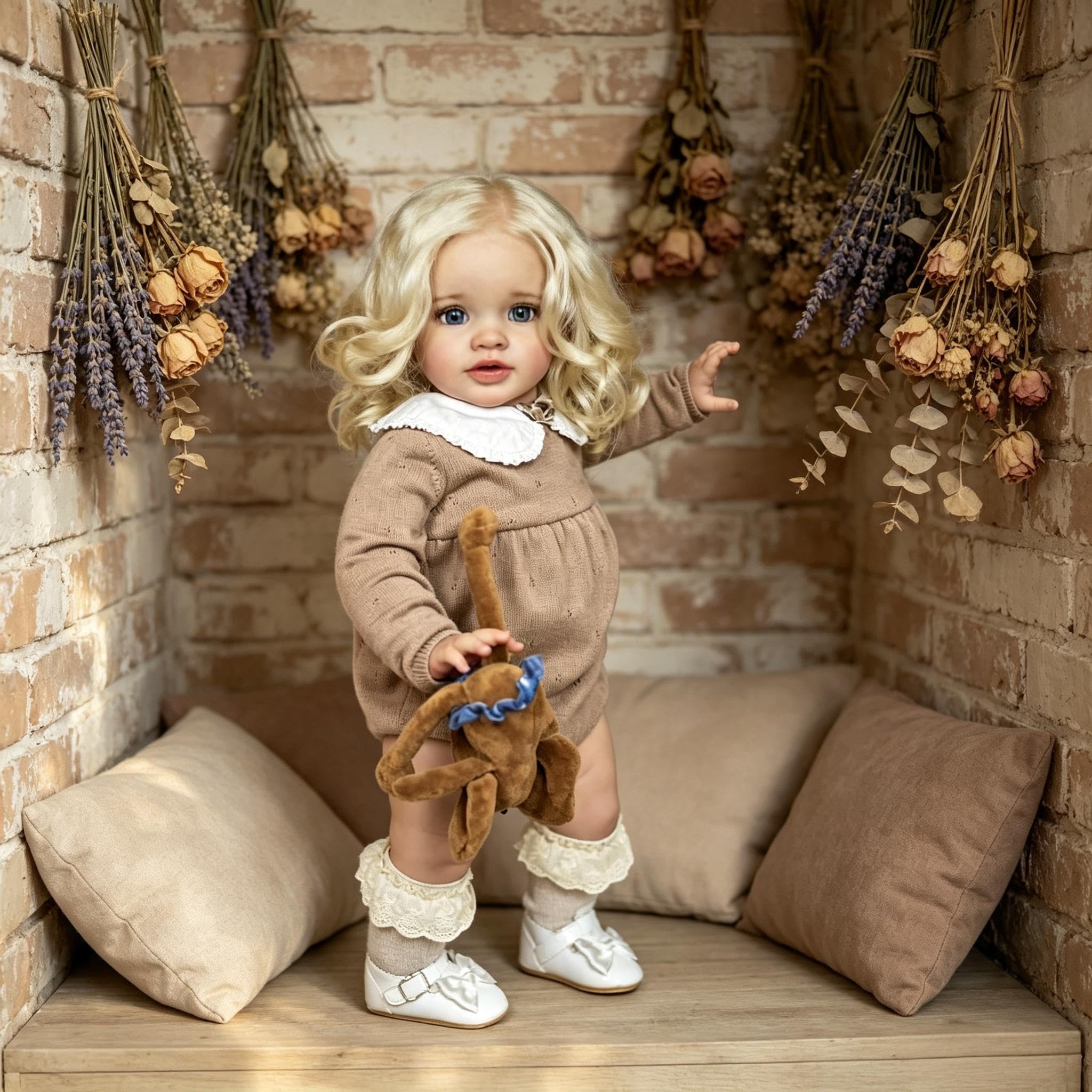 RXDOLL Realistyczne lalki Reborn dla małych dzieci, realistyczne, miękkie winylowe tkaniny, ciało prawdziwie wyglądające noworodki z blond włosami, ręcznie robione prezenty urodzinowe dla dzieci w
