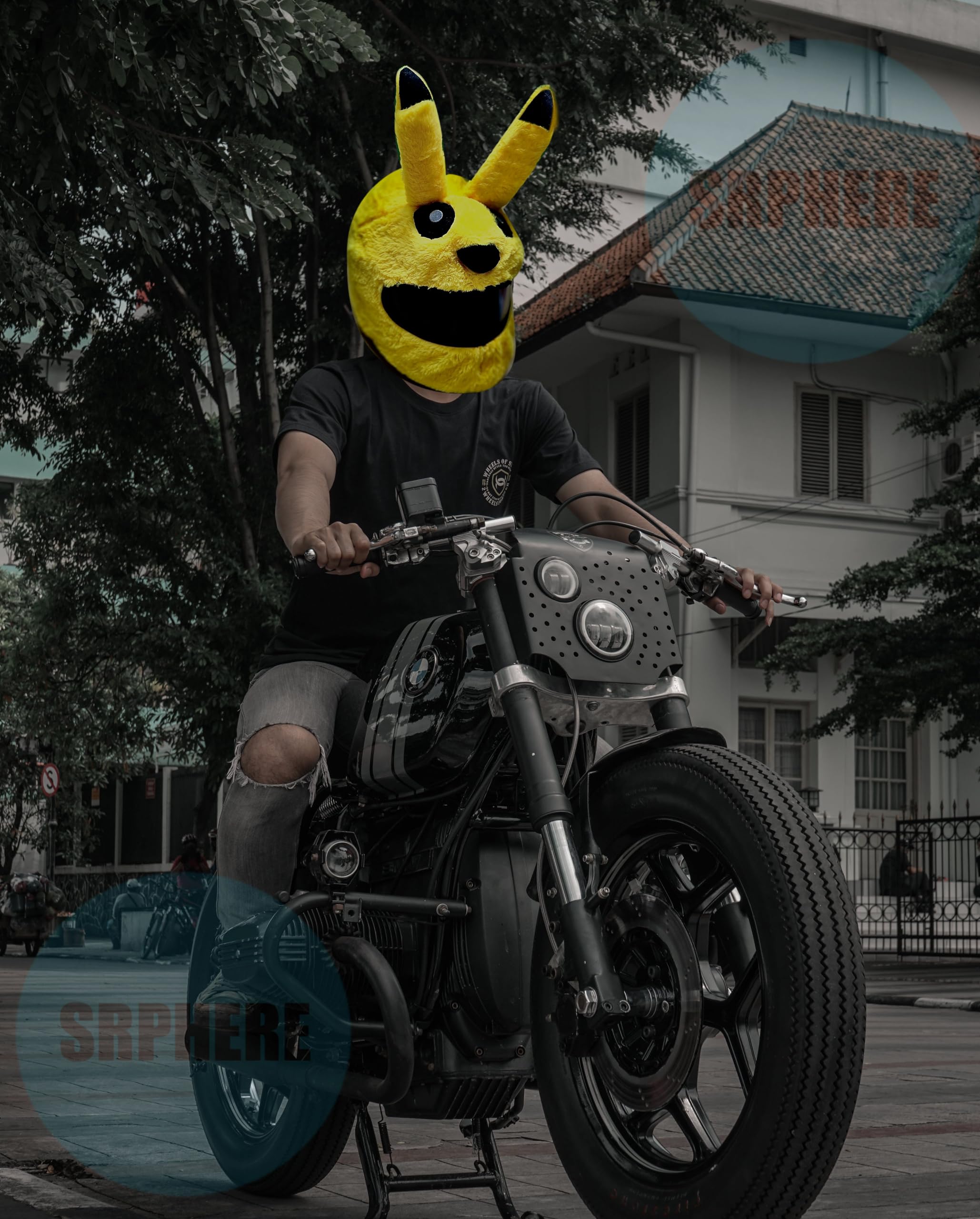 SRPHERE Bunny Helmet Cover for Motorcycle Full Helmet Plush Protective Case for Motorcycle Helmet Cover-image-6