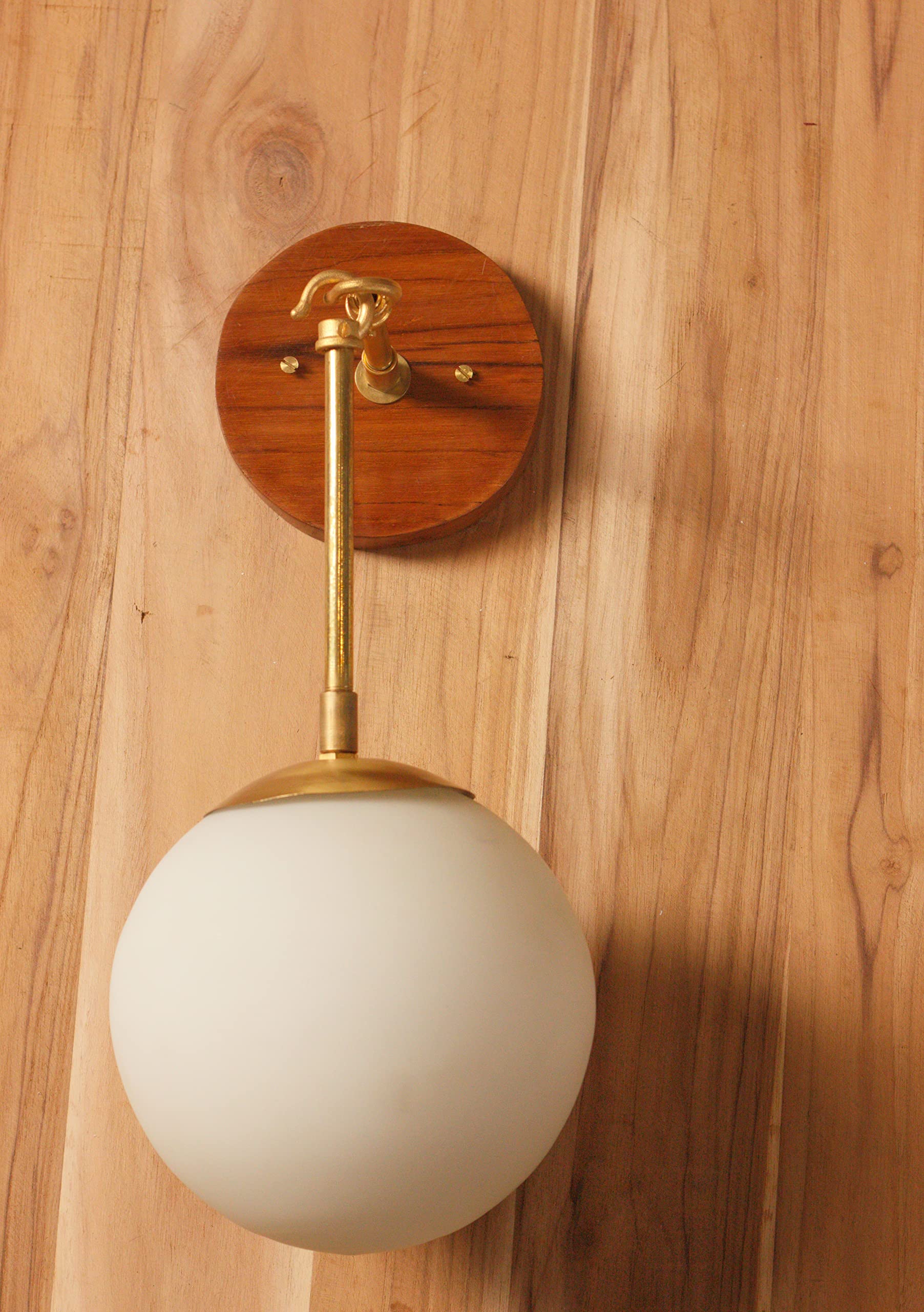 SMOKESTACK WORKS Hooked Glazed-Moon Brass Wall Light Downward Facing. Wall Decor