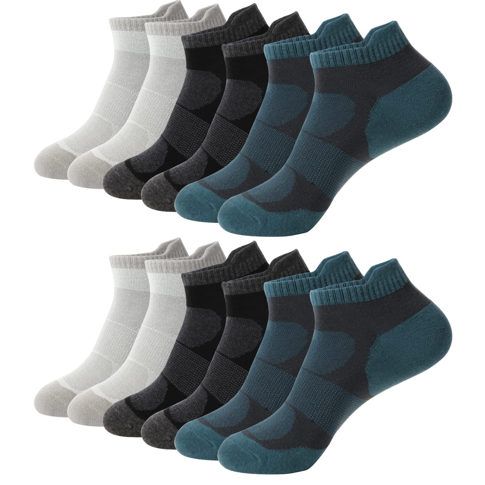 YOJOOM Calcetines Hombre Mujer - 6 Pares Calcetines Tobillero Running Deporte Algodón Corto Deportivos Calcetines Verano，Transpirable cómodo inodoro