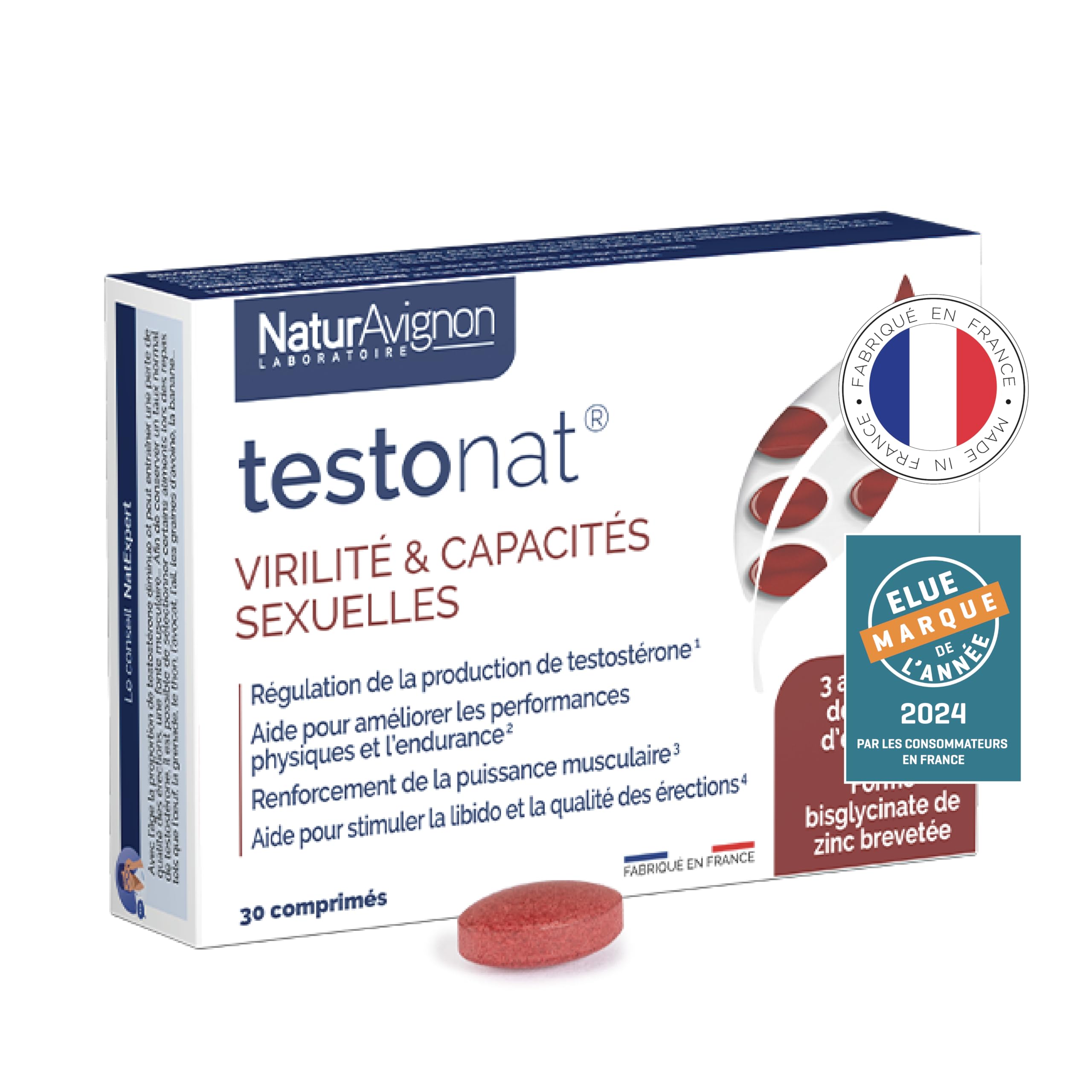 NaturAvignon Testonat | Favorise la Testosterone homme | Efficacité cliniquement prouvée | Booster de testostérone | Performance, endurance, vigeur homme | Tribulus terrestris | 30comprimés