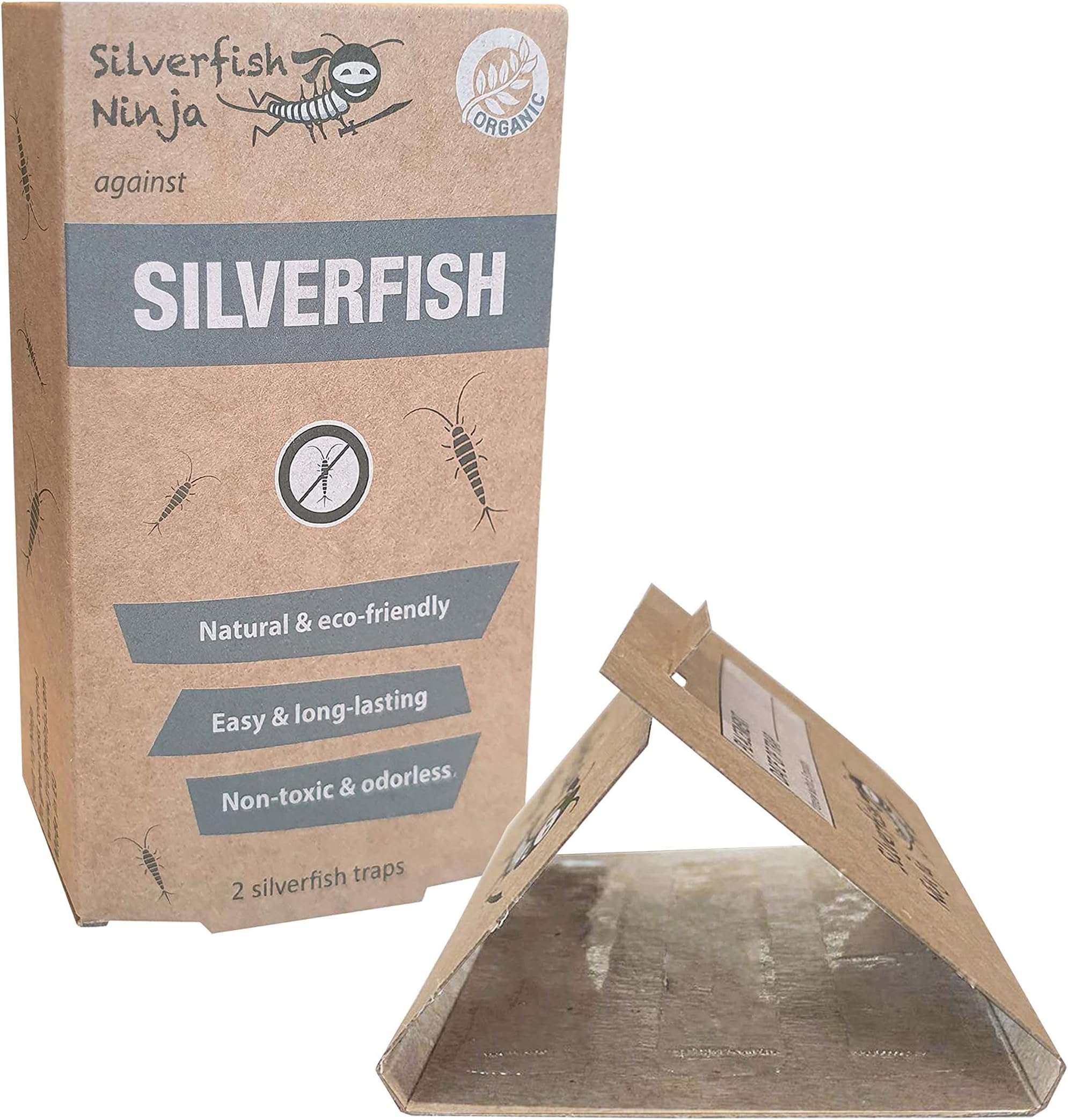 Super Ninja ✓ Silverfish Trap 2-Pack ✓ Ecological Silverfish Killer ✓ Non-Toxic and Easy-to-Use ✓ Highly Effective Up to 3 Months