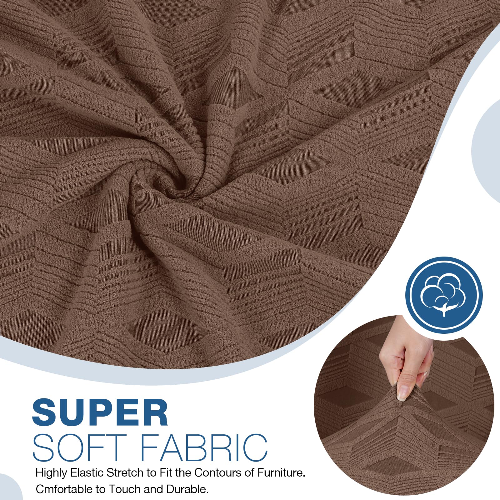 TAOCOCO Recliner Cover 3 Pieces Recliner Chair Covers, Stretch Jacquard Reclining Chair Cover, Furniture Protector Sofa Slipcovers Couch Covers with Elastic Bottom for Kids, Pets (Brown)