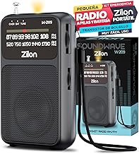 ZILON Radio Battery and Small Portable Transistor USB C Emergency Kit Analog FM AM Input Headphones with Flashlight Very Easy to Use Simple People Older Numbers Large Numbers for Easy Vision