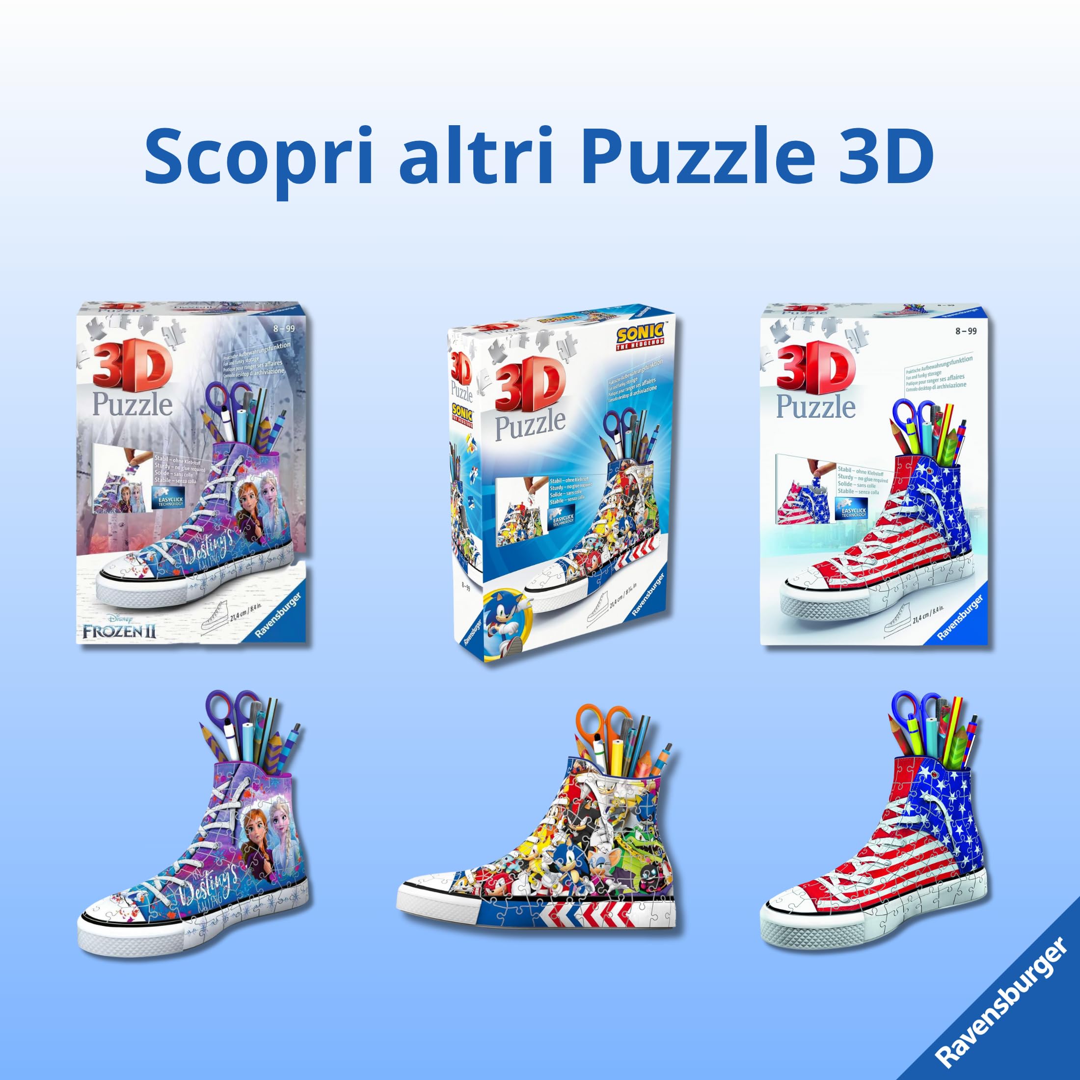 Ravensburger - Puzzle 3d Portapenne Sneaker Union Jack | Puzzle 3d Bambini A Partire Dagli 8 Anni | Modellismo Da Costruire Bambini Di 112 Pezzi | Regalo Bambino 8 Anni E Più