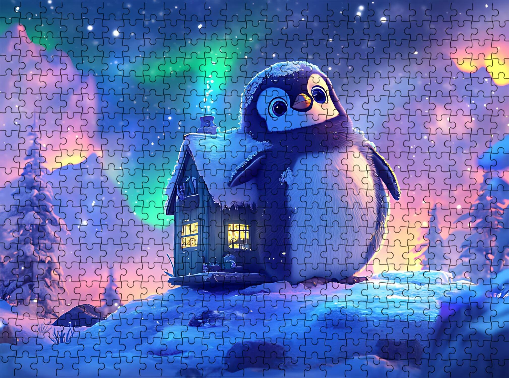 Carino pinguino Puzzle 1500 Pezzi per Adulti, Puzzle in Legno - Collezione Classica con Poster Incluso -Sfida di Concentrazione e Passatempo Antistress, Gioco Educativo per Famiglia, 87 x 57 cm f0-562