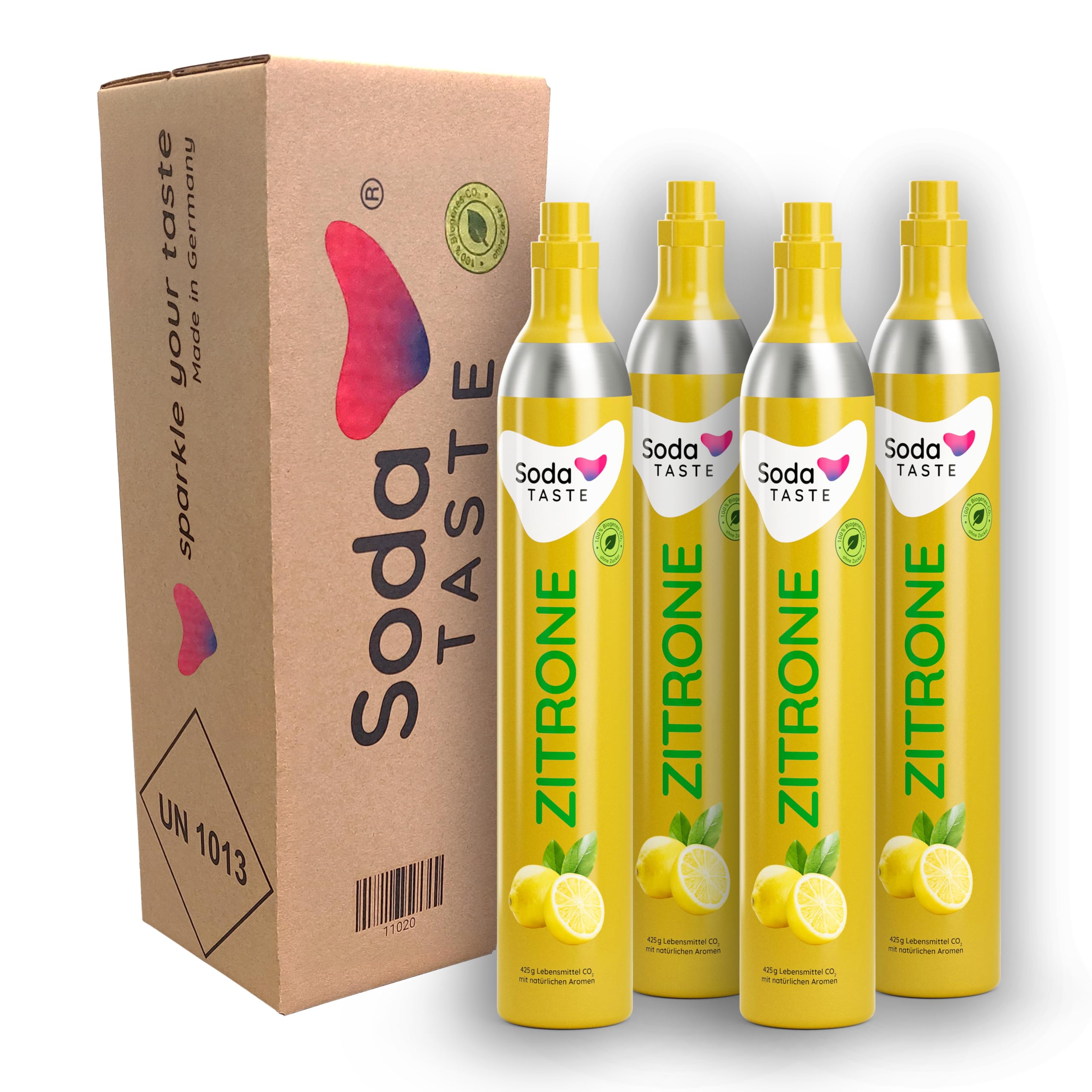Cylindre D'Échange CO2 SodaTASTE Arôme Citron Naturel - Recharge Sans Sucre Pour Machine à Eau Gazeuse (Cylindre Vide Nécessaire)