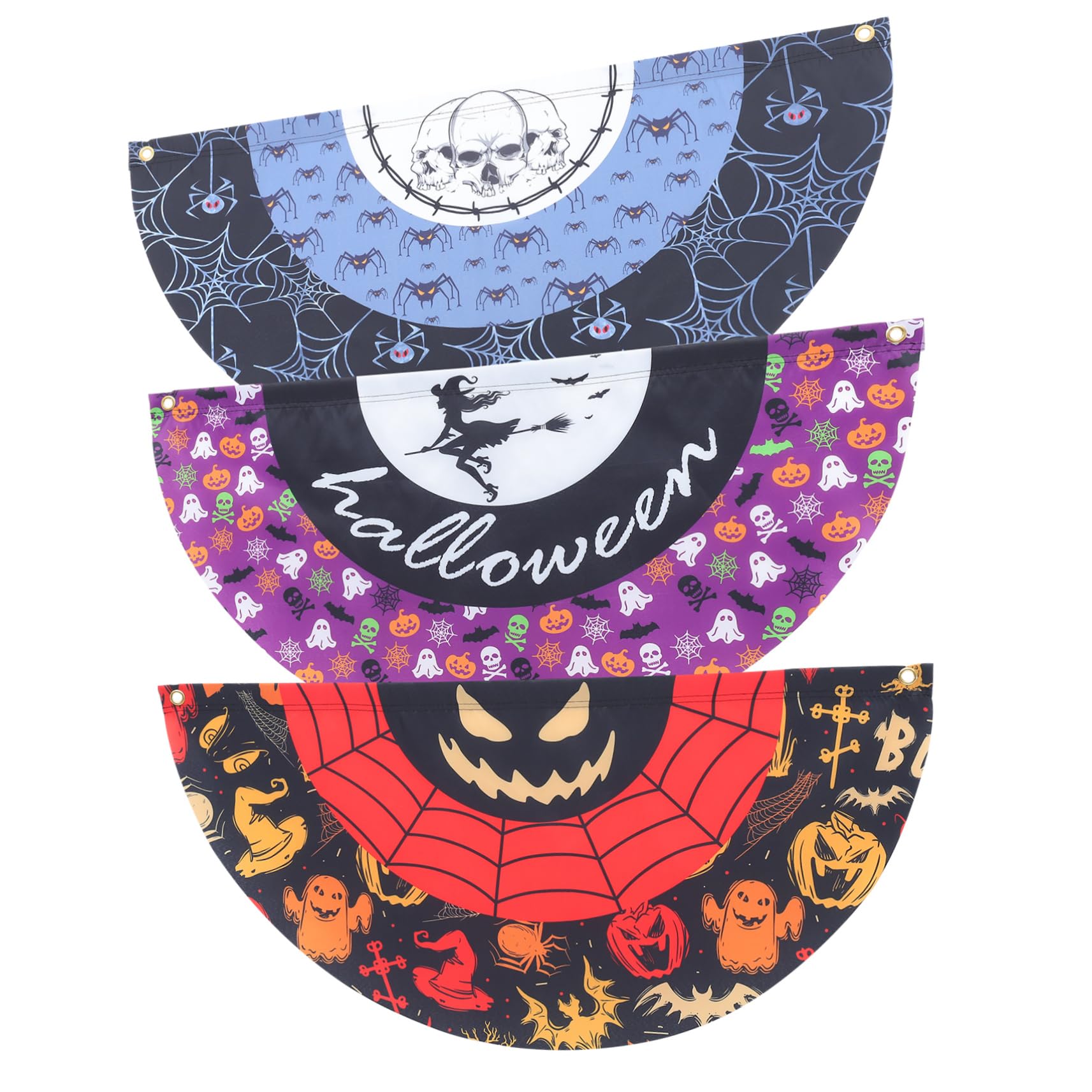 Drapeaux d'Halloween en forme d'éventail Toddmomy | Décoration extérieure pour jardin - Lot de 6