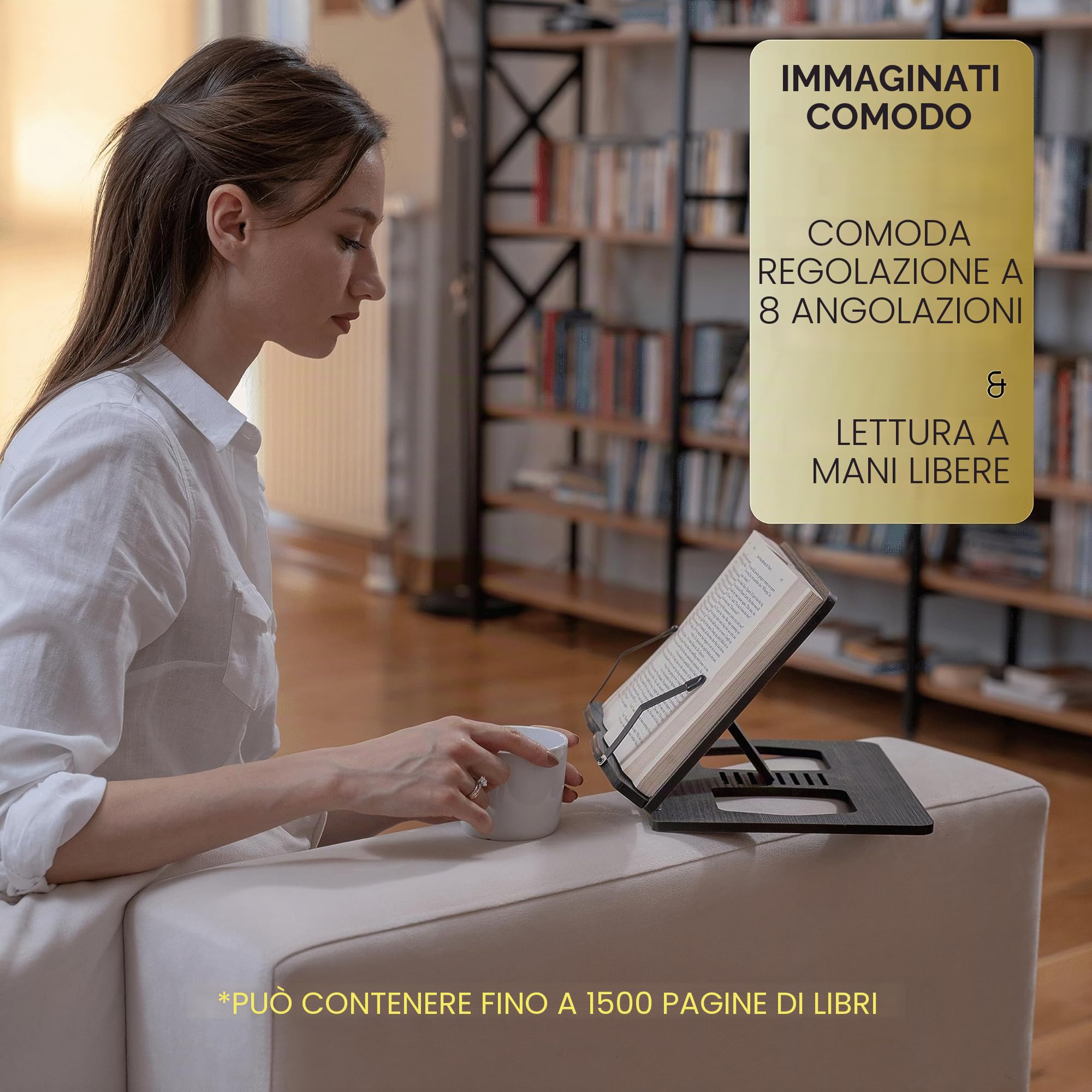Vigo Wood Supporto per Libri in Legno - Supporto da Lettura per Libri di Ricette e Cucina a Letto (Noce)