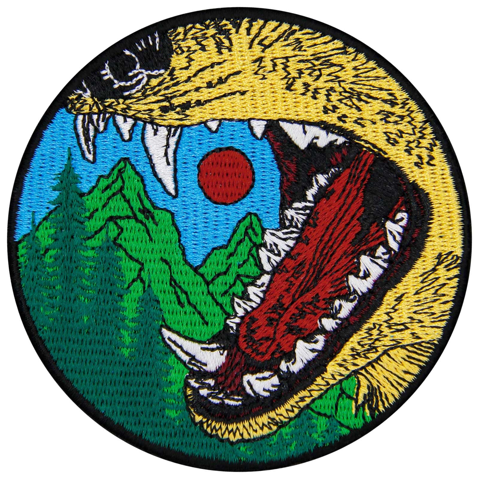 Zegin Wolf in Mountain Patch Embroidered Applique Badge Iron On Sew On Emblem