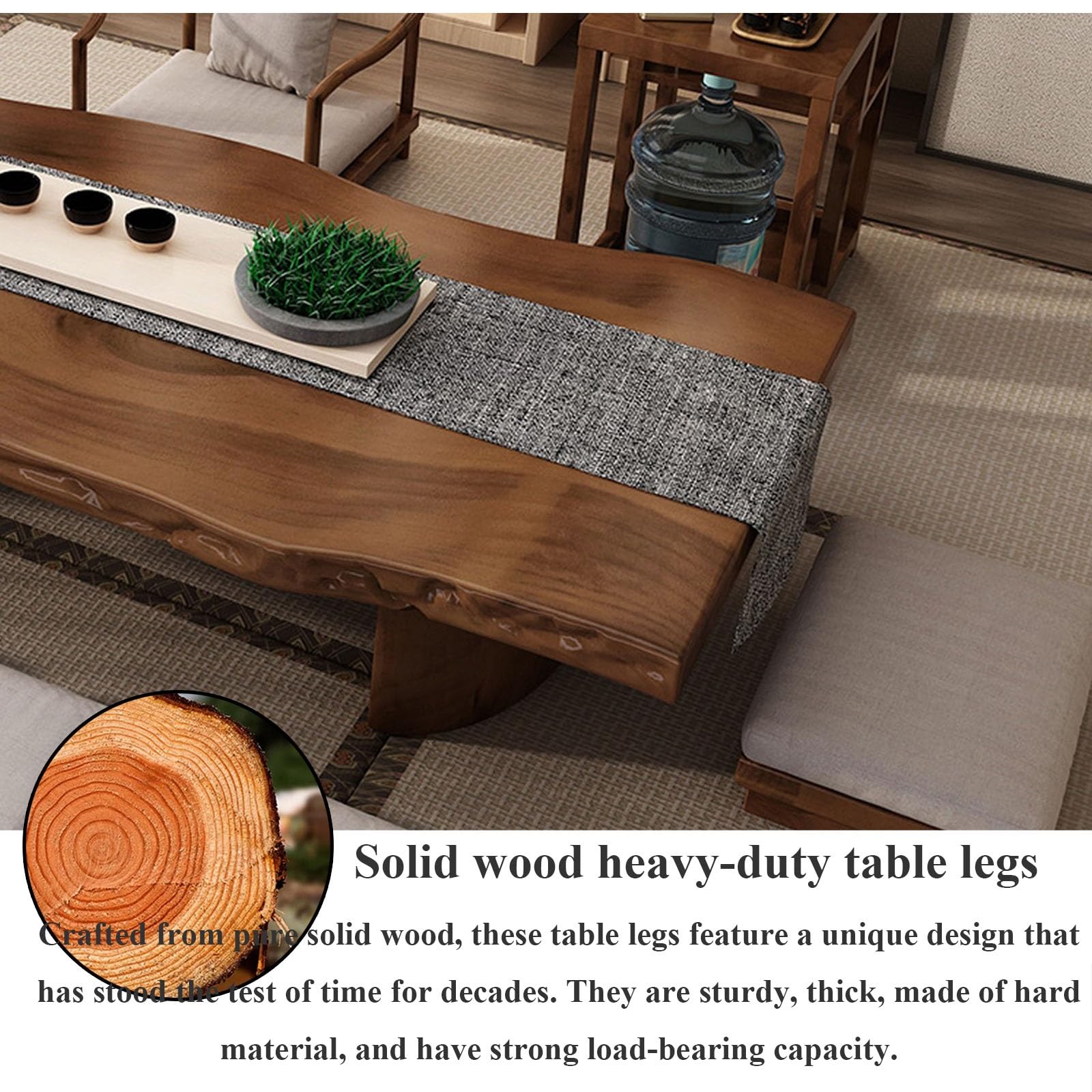 Tavolo da tè giapponese in legno massello tatami, tavolo basso per meditazione, tavolo da pavimento versatile per soggiorno e spazi creativi