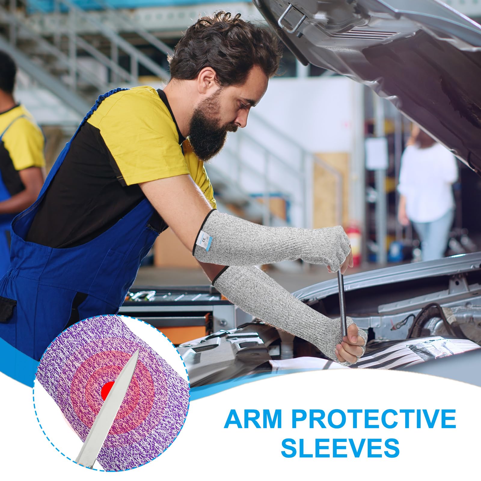 PATIKIL 8 Inch Cut Resistant Sleeves with Finger Grips - Image 4