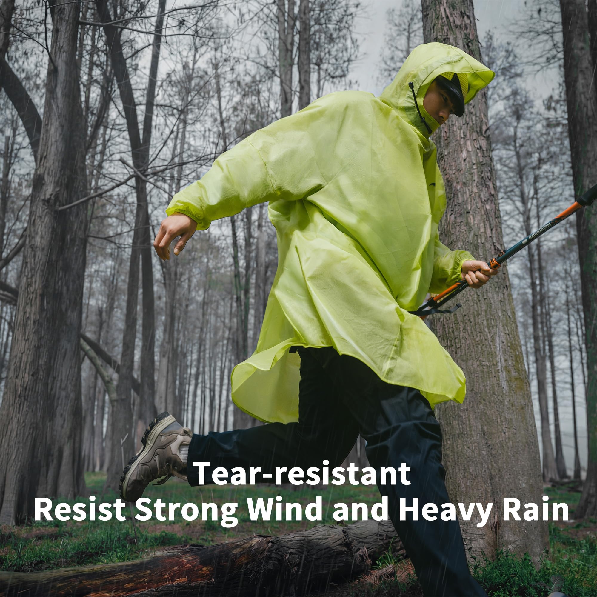 Naturehike Regenponcho mit Ärmeln, 203g Ultraleicht Regenjacke, Stark Wasserdicht, Reißfest, 3D-Kapuze, Windfest, mit extra Rucksackfach