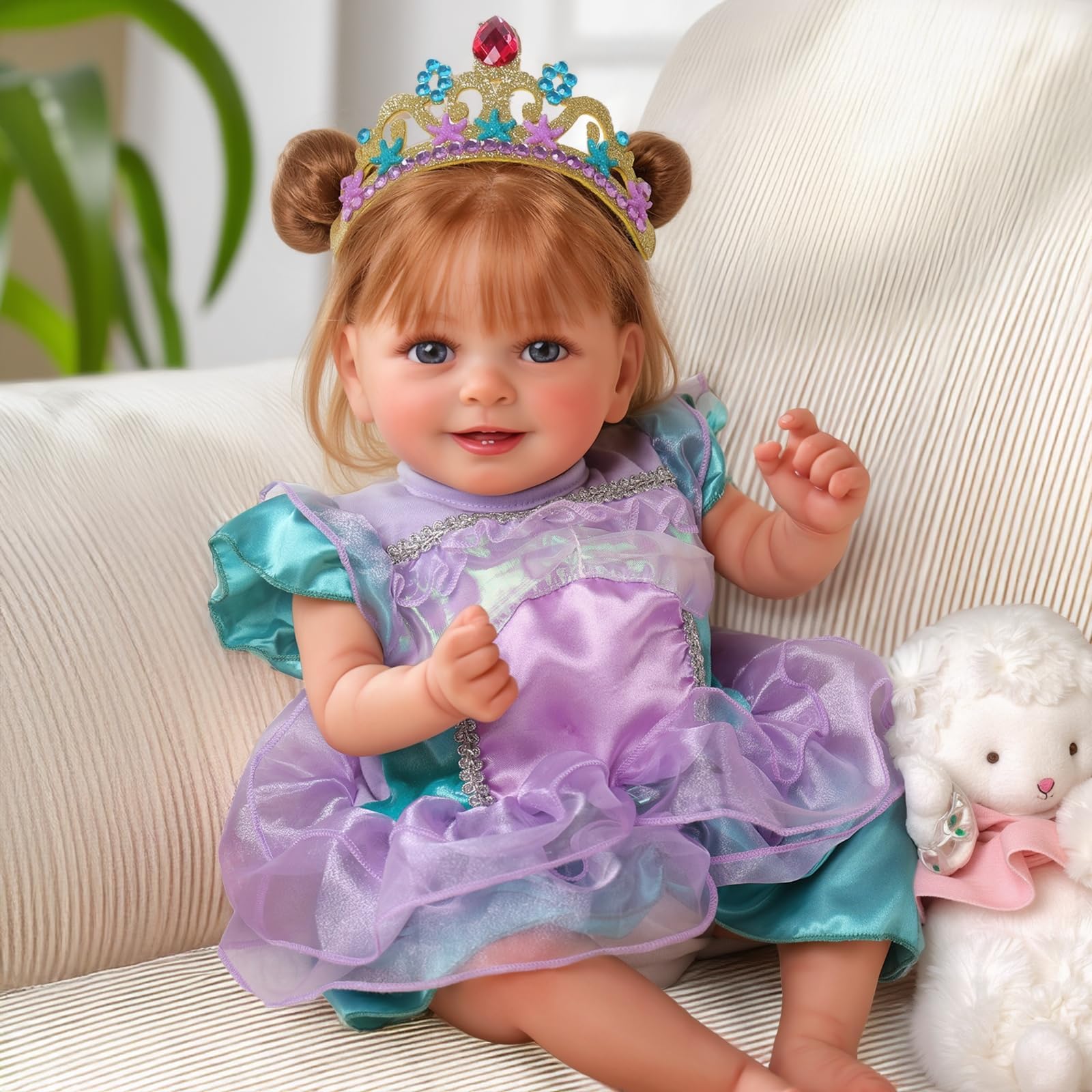 BABESIDE Lifelike Reborn Baby Dolls Dara - 18 Inch Realistic-Newborn Baby Doll Brown Hair Girl Handmade Real Life Toddler Dolls with Clothes and Toy Accessories Gift for Kids Age 3+