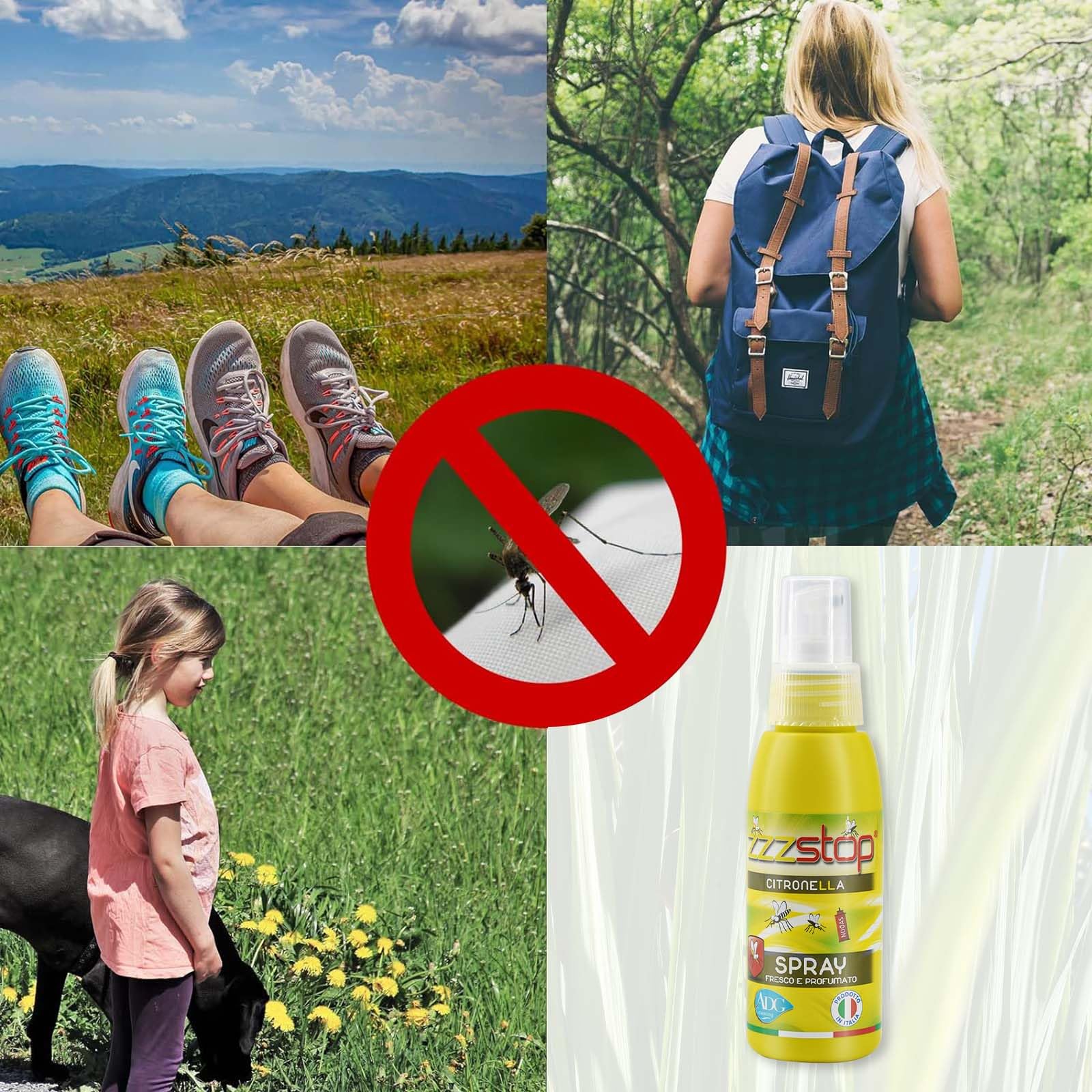 24 Bottiglie Spray antizanzare alla citronella Protezione 100ml MADE IN ITALY - Formulazione protettiva naturale per bambini e adulti