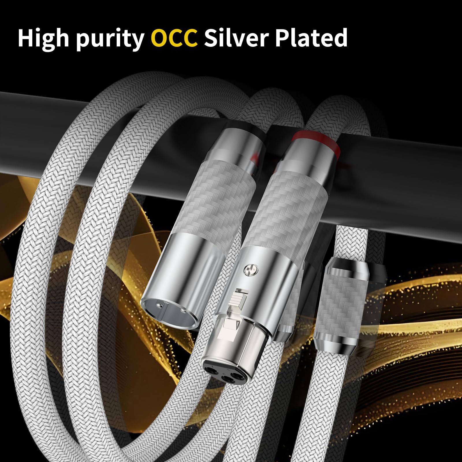 XLR Kabel Mikrofonkabel Versilbert Premium 3-Pin symmetrischer XLR Stecker auf Buchse Mikrofon-Kabel DMX Patchkabel für Mikrofon,Verstärker,Mischpult,Hifi Lautsprecher.(2M,Weiß)