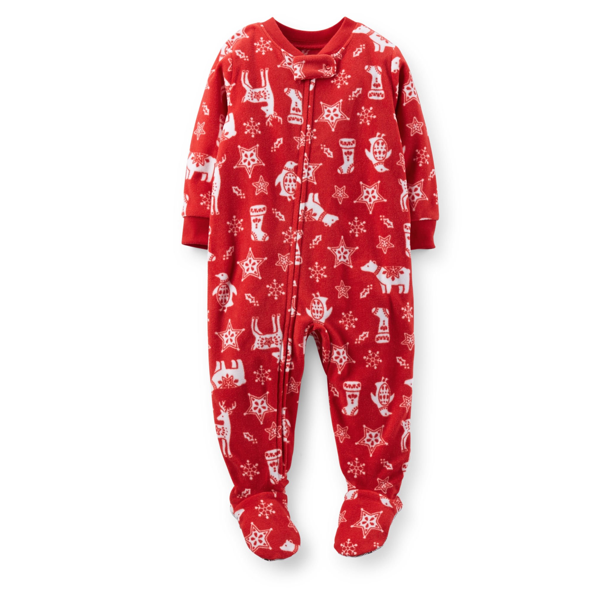 Carter's Toddler/Kid Unisex Christmas 1-Piece Microfleece Pajamas (4T, Red)