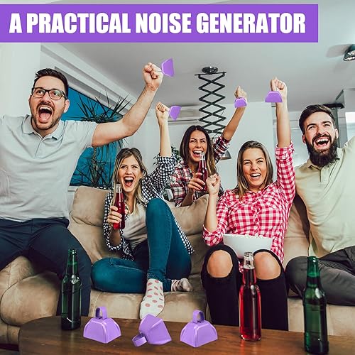 Miniatura 4 de Therwen Paquete de 12 campanas de metal para vaca, que hacen ruido con asa, 3 pulgadas, campanas de percusión manual a granel para eventos