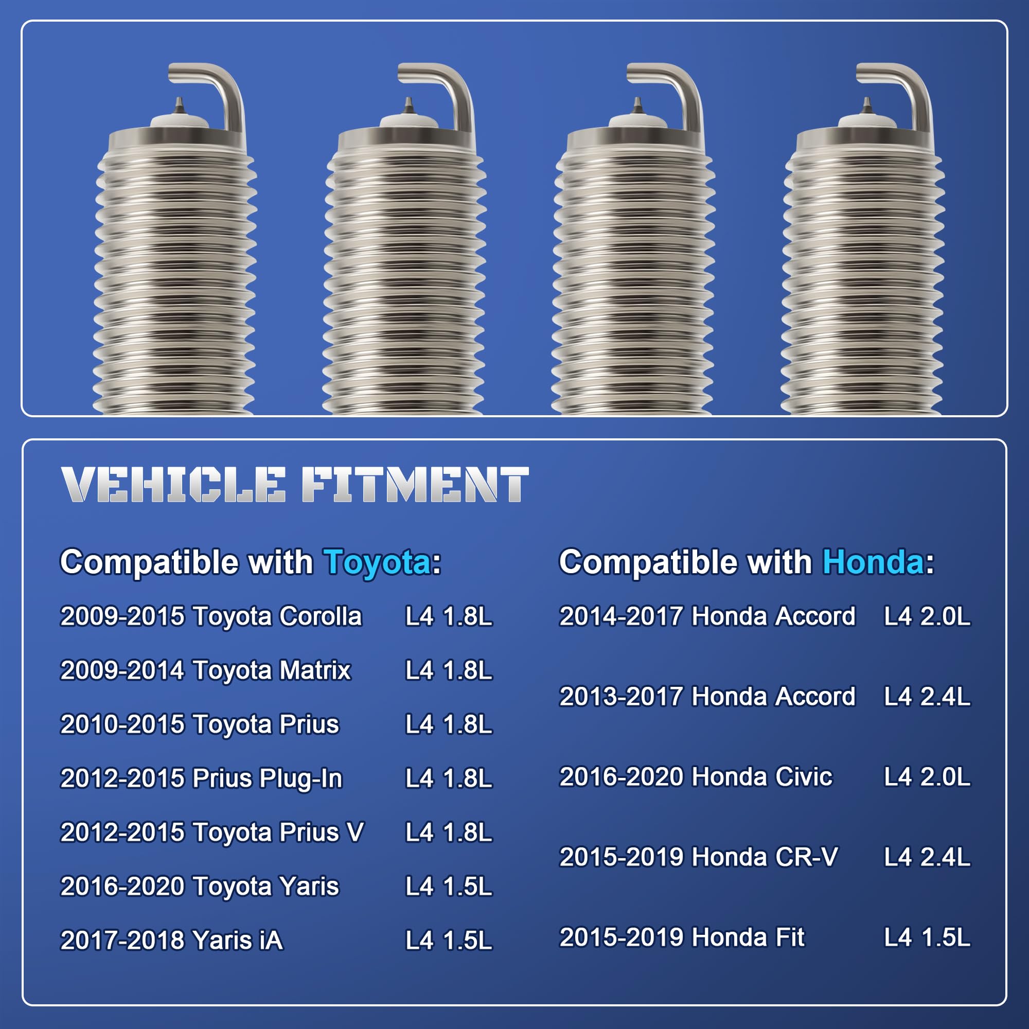 Iridium Spark Plugs 4 Pack 93501 LKAR7BIX-11S Fits for 2013-2017