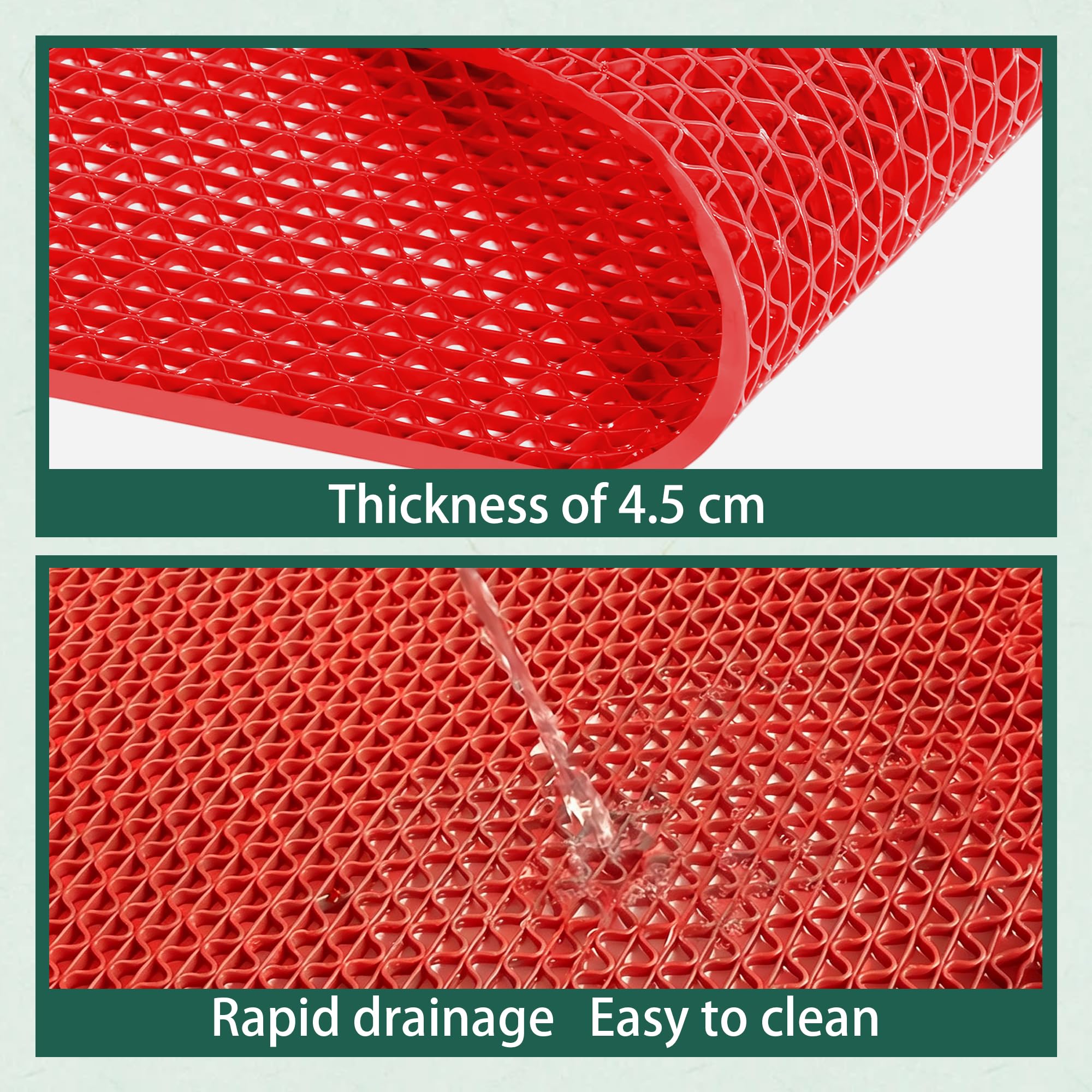 rutschfeste Drainagematte 115 x 560 cm rutschfest Mesh Hohlmatte Anti Ermüdung für Nassbereich Küche Schwimmbad Waschraum Restaurant, Rot