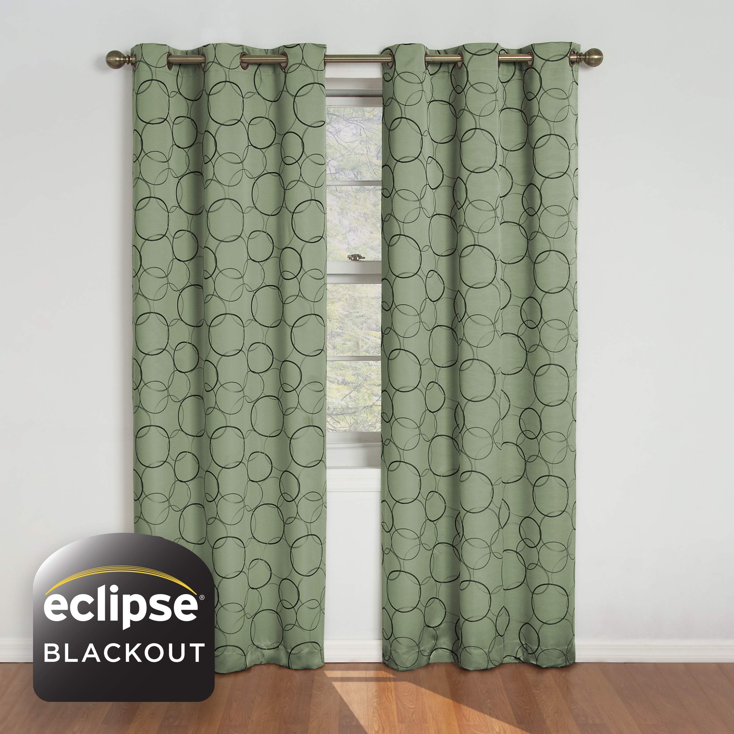 Eclipse Meridian Thermal Insulated Single Panel Grommet Top Darkening Curtains for Living Room 42" x 108", Sage - Image 2