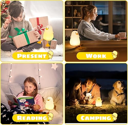 Miniatura 7 de Lámpara de pato, bonita luz nocturna de pato para niños, luz nocturna recargable regulable para niños, lámpara de noche LED de silicona para