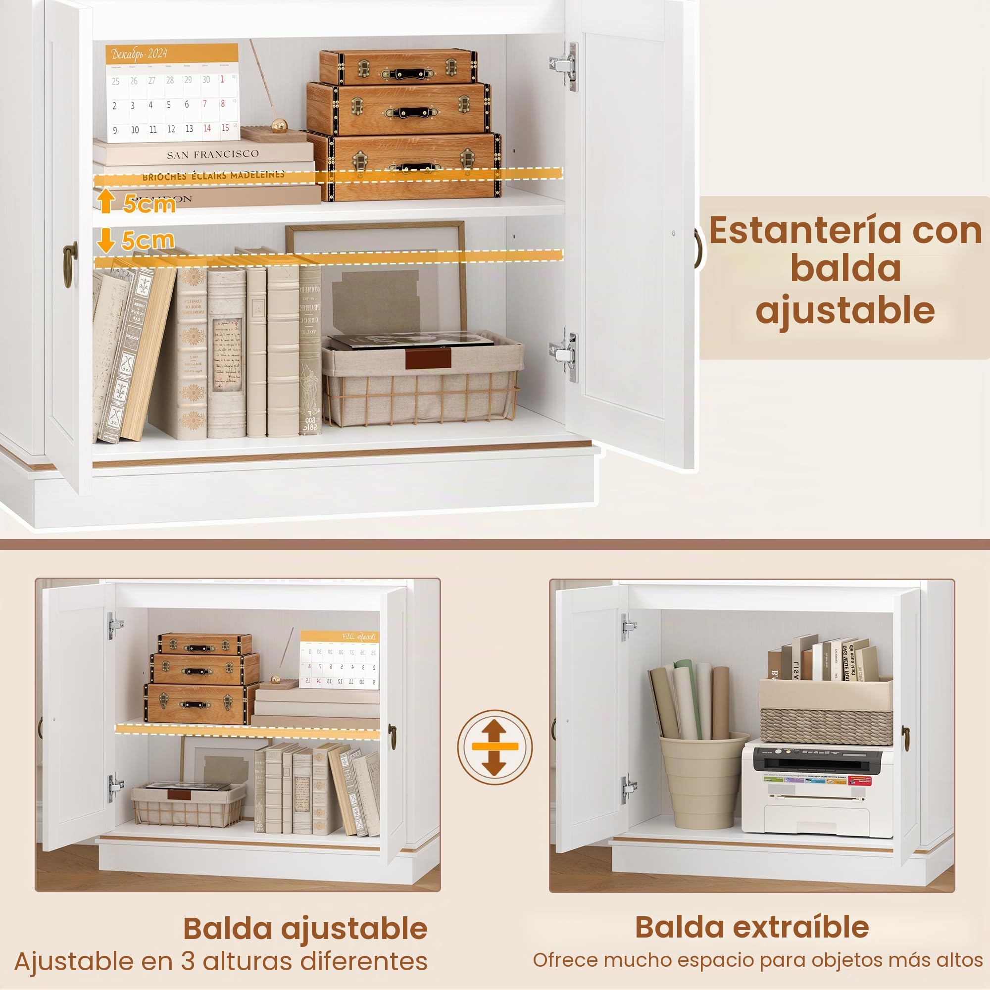 HOCSOK Estantería de pie de 188 cm de altura, con 7 niveles, estantería con vetas de madera natural, estantería de almacenamiento para estudio, oficina, salón, 188 × 60 × 30 cm, color blanco