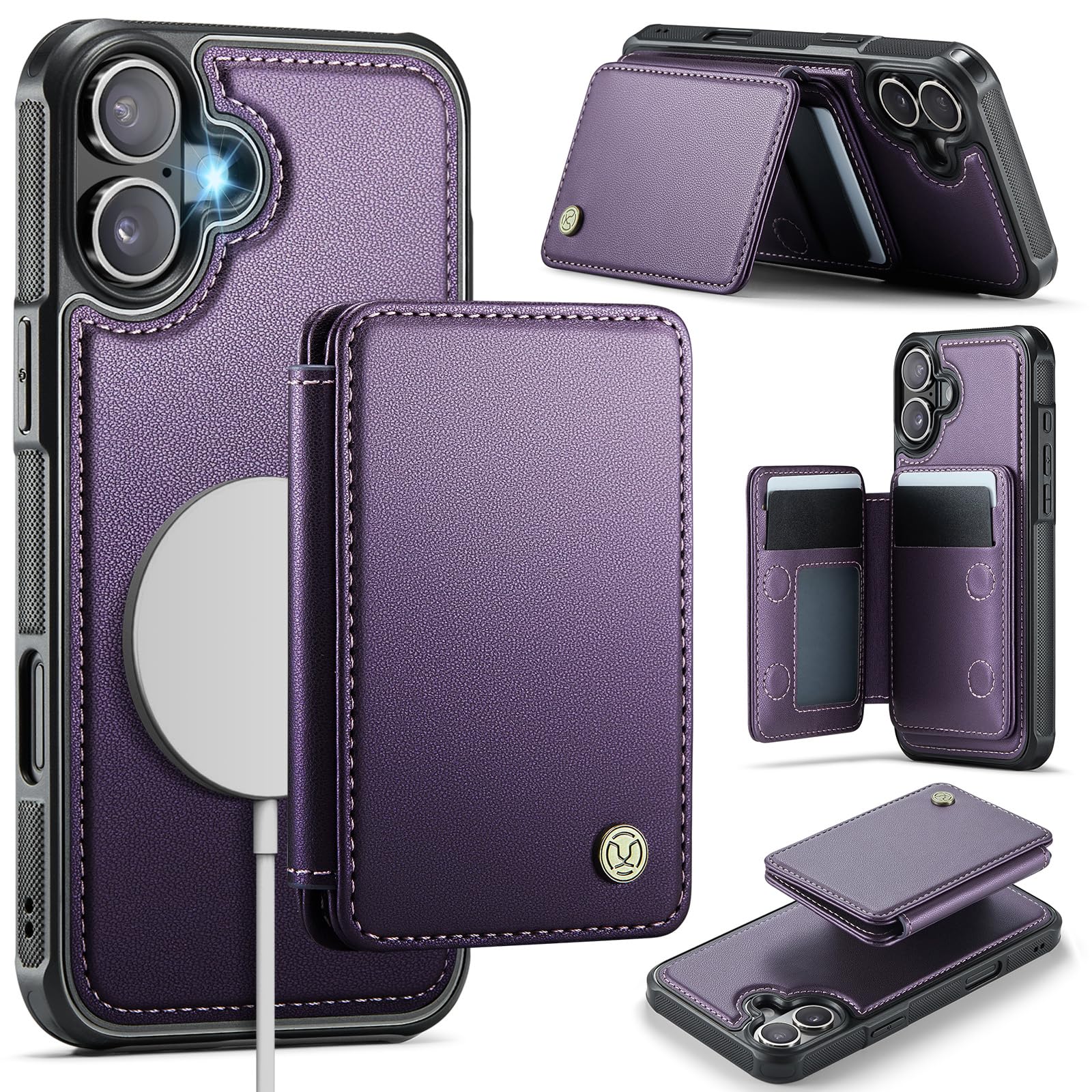Photo 1 of Usroom Compatible with Magsafe for iPhone 16 Wallet Case, Purple